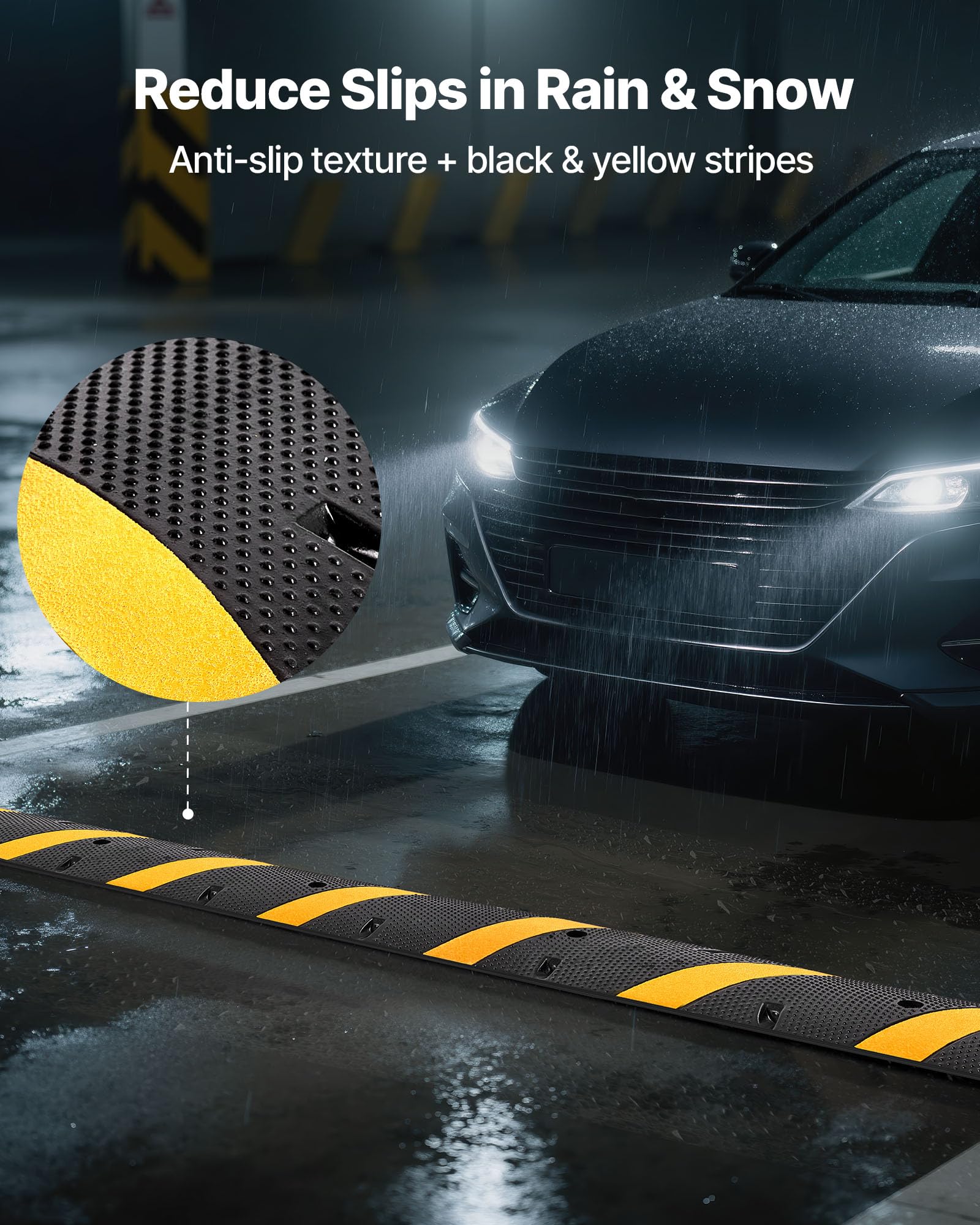 VEVOR Protector de Cables para Suelo 1830 mm 2 Canales Rampa de Protección de Cable Capacidad de Carga de 9979 kg con Tornillos de Expansión, para Caminos de Entrada de Grava, Hormigón, 2 Piezas