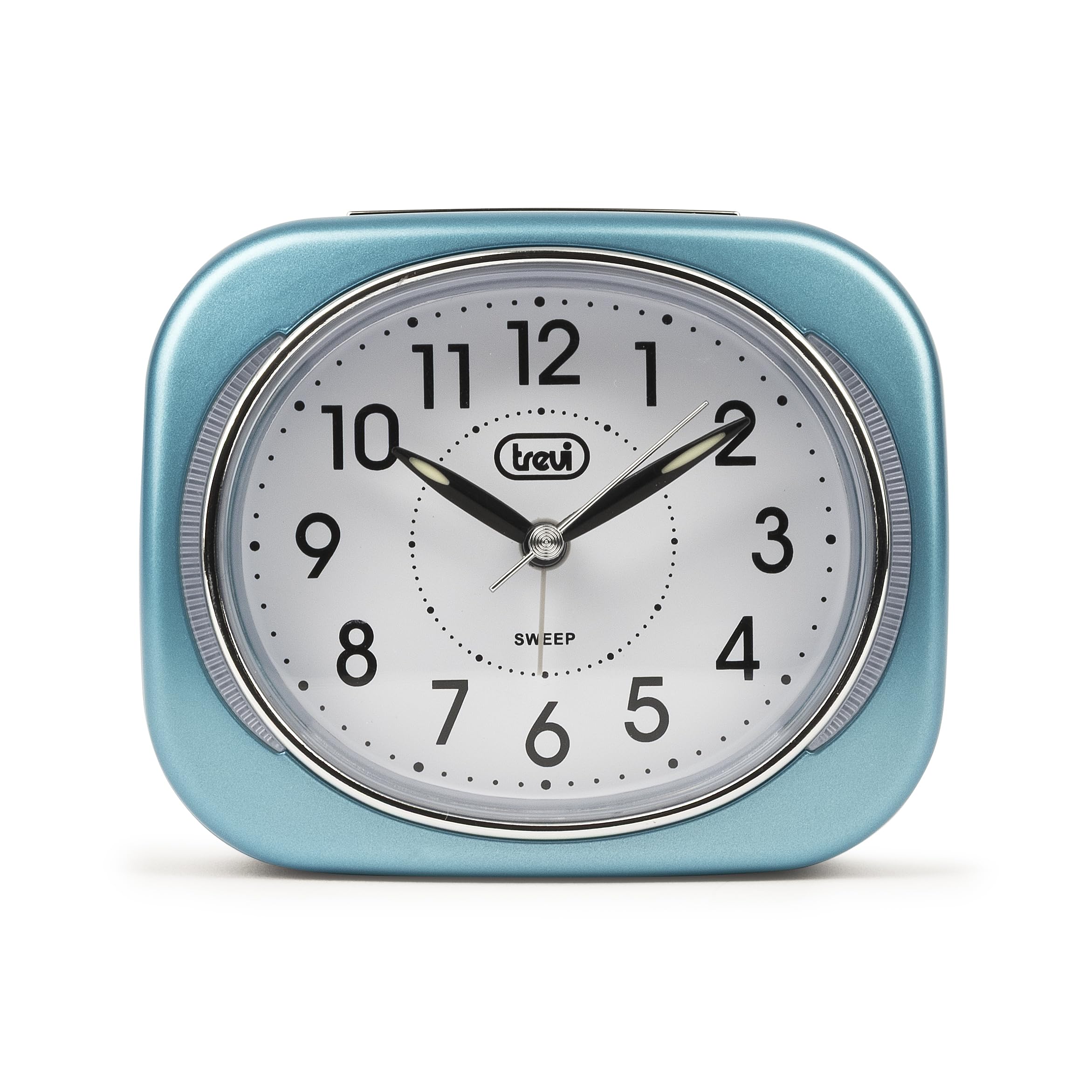 Trevi SL 3040 Sveglia Analogica Silenziosa con Retroilluminazione LED e Ampio Quadrante, Movimento SWEEP Senza Ticchettio, Funzione Snooze, Funzionamento con Batteria Stilo AA, Facile Utilizzo, Blu