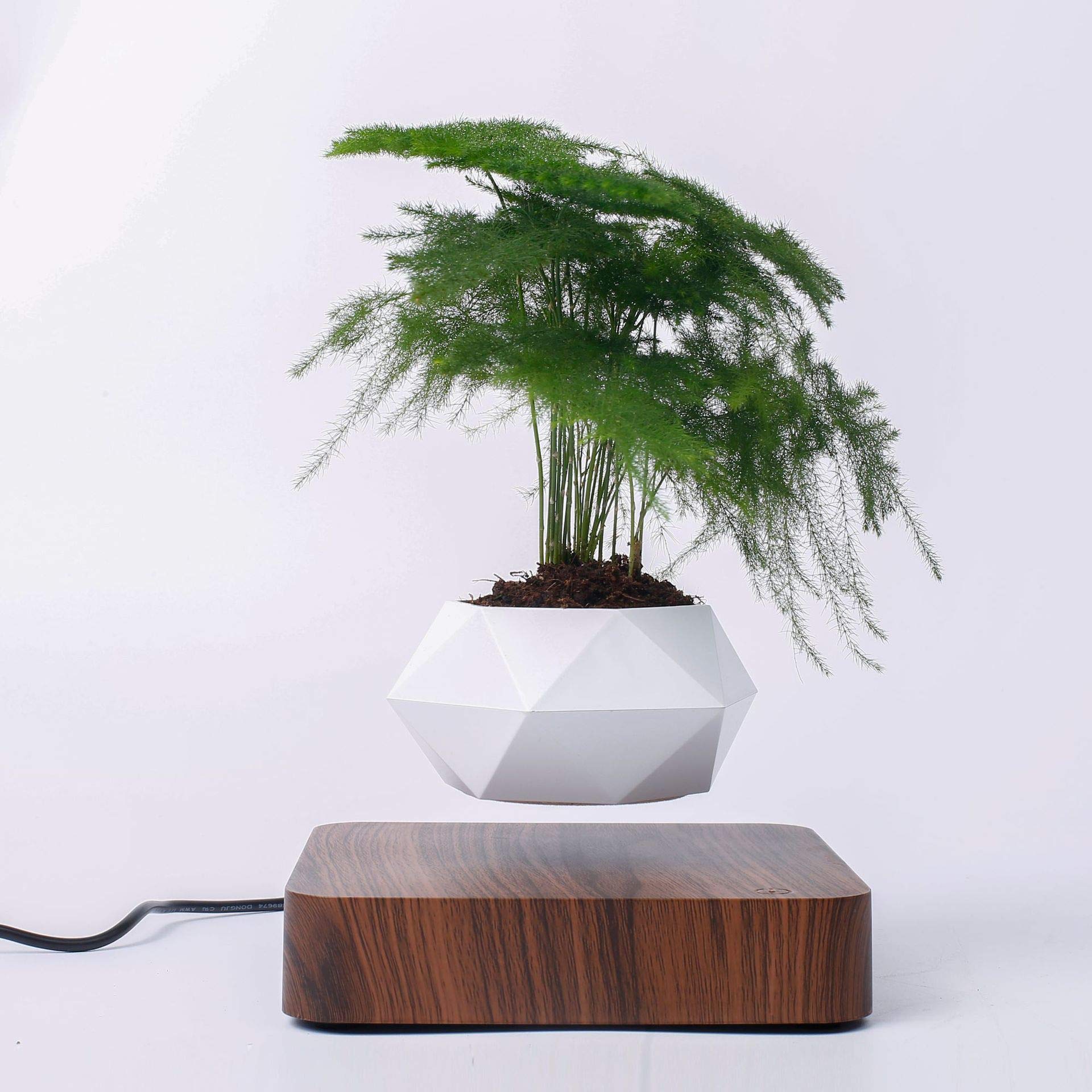 Lewitacja magnetyczna unoszące się powietrze bonsai kreatywne ozdoby rotacja roślina doniczkowa wisząca doniczka do domu biurko dekoracja (ciemnobrązowy)