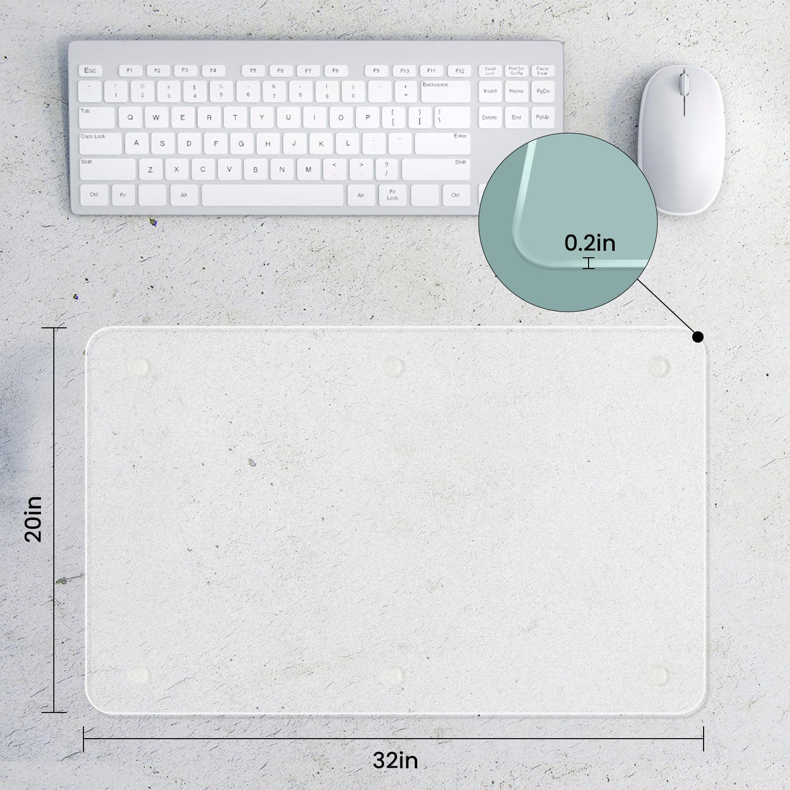 JAMBALAY Schreibtischunterlage aus gehärtetem Glas zum Schutz des Schreibtischs, 81,3 x 50,8 cm, Büro-Schreibtischunterlage für Tastatur und Computer-Monitor, transparente Schreibtischunterlage für