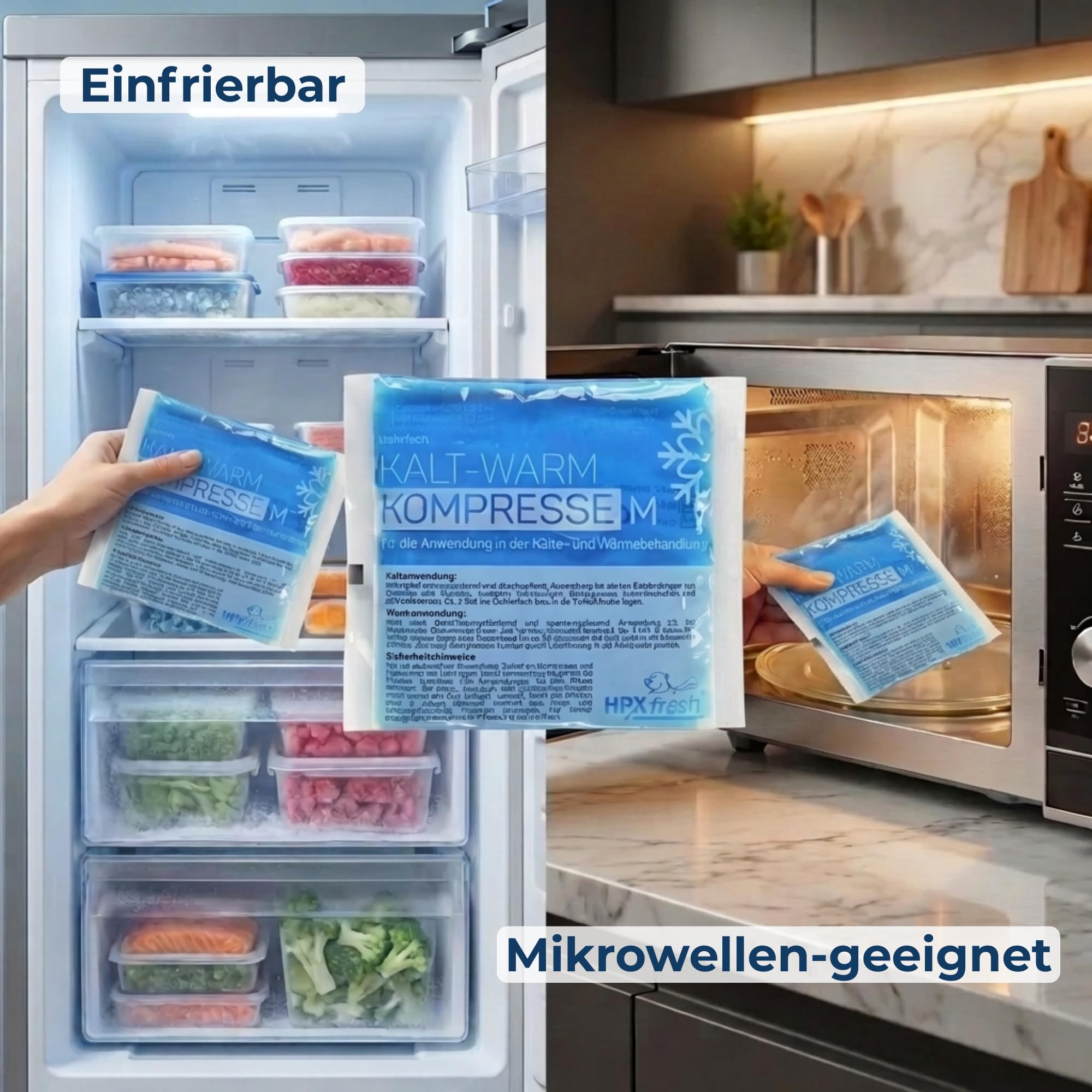 Kalt Warm Kompressen | 50er Set | 13x14 cm | Kühlpacks für Prellungen, Insektenstiche und andere Schmerzen | wiederverwendbare Gel-Kühlkissen 50er Set Kompresse)