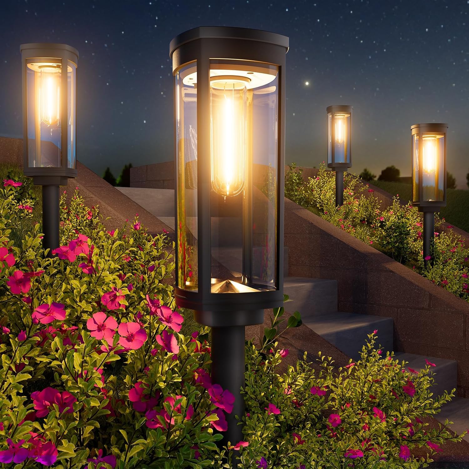 Fulminare Solar Pathway Lights Outdoor Waterproof, 2 Pack Bright Landscape Lights, Auto On/Off Yard Lights, Outdoor Solar Lights for Yard Garden Walkway Landscape Lawn Lighting (Pack of 4)
