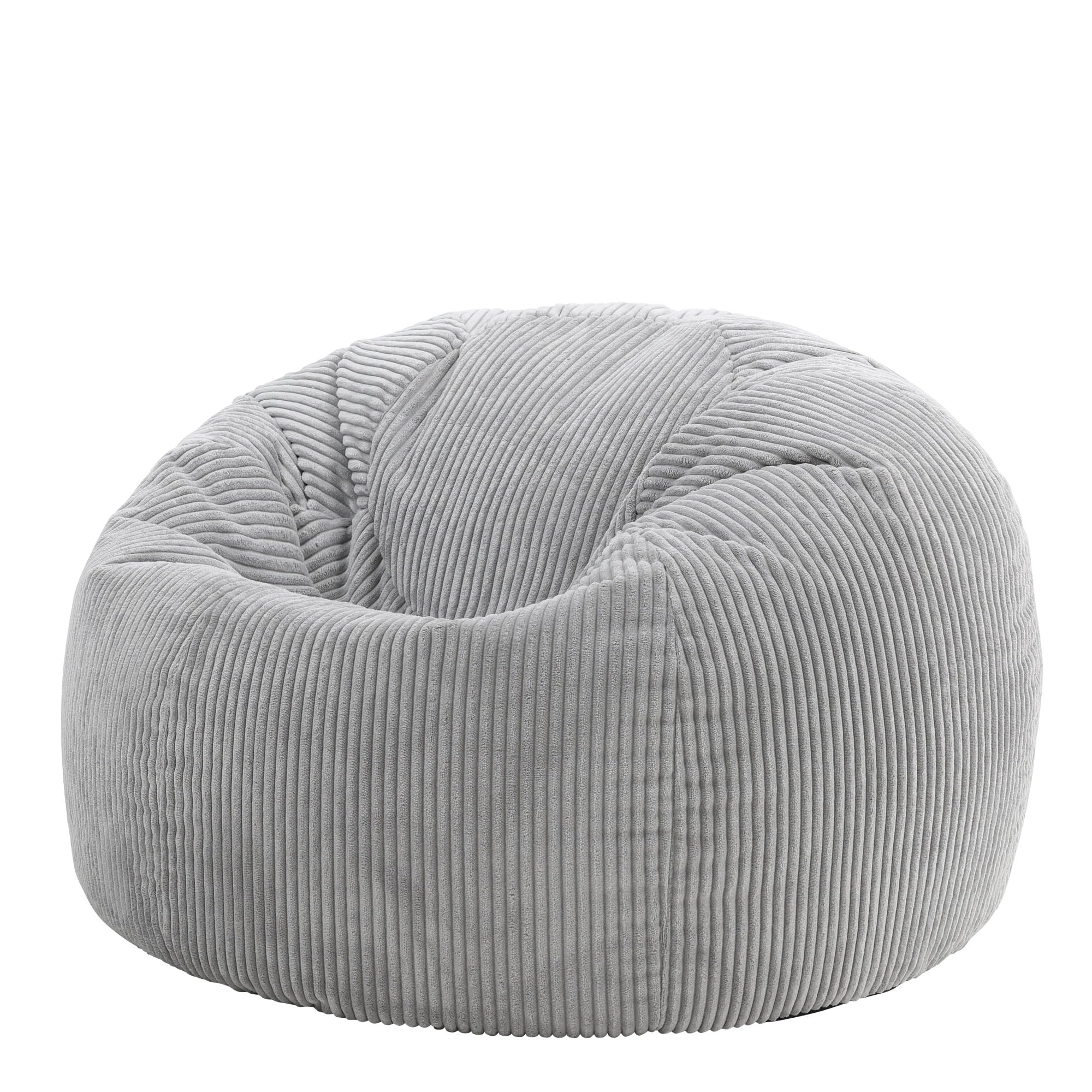 icon Kingston Cord Bean Bag, Grey, Large Adult Bean Bag Chair with Filling Included, Comfy Chair, Living Room Furniture, Bedroom Furniture