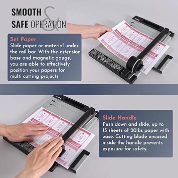 CARL Professional Rotary Paper Cutter with Clear Window 12 Trimmer with Metal Base, Magnetic Guide, Calibrated Extension Precise Paper, Label, Photo & Craft Cutting Tool