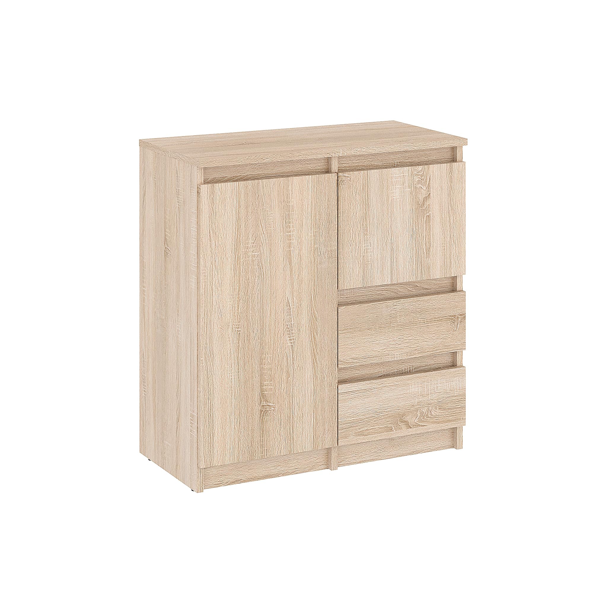 Komto Sideboard Sonoma Oak– Chest of Drawers for Bedroom with 2 Drawers and 2 Doors, Small Cupboard for Living Room, Dining Room Cabinets | PIKO 2 70 x 35 x 74,5 cm