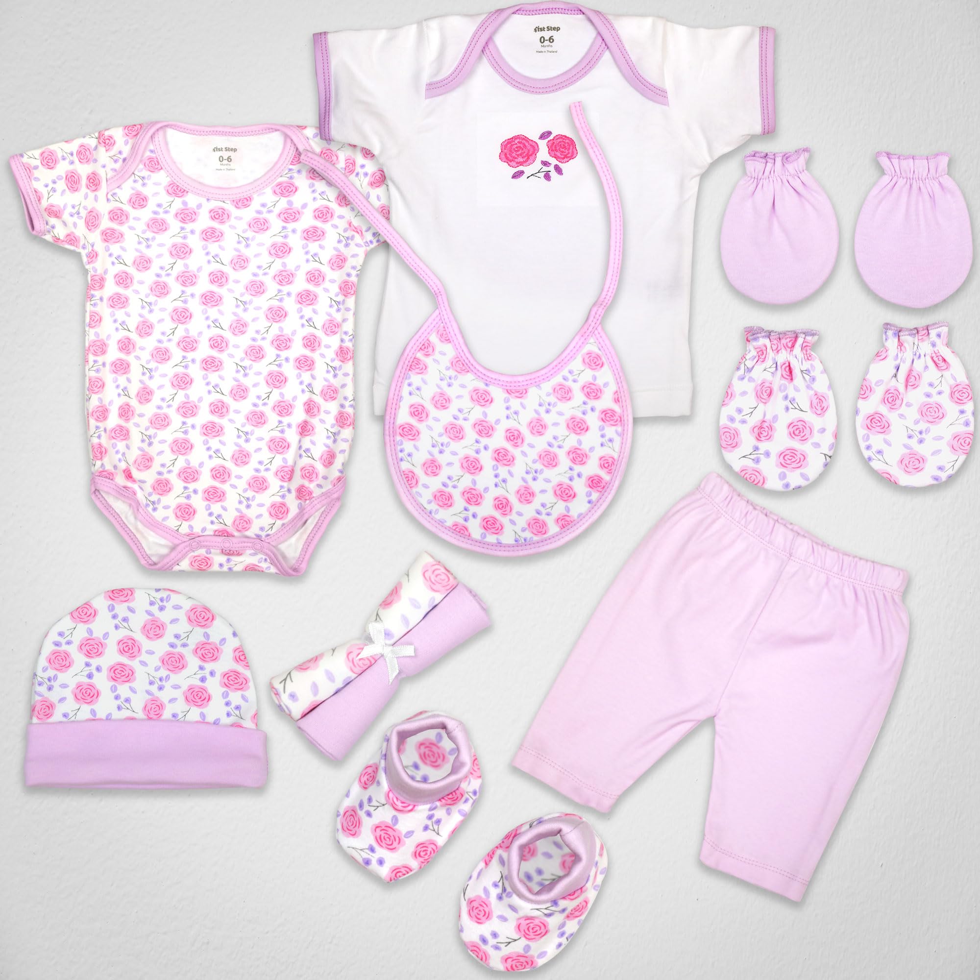 1st Step Baby Gift Set Pack of 10 (T-Shirt, Short Pant, Bodysuit, 2 Pcs of Wash Cloths, Bonnet, Bib, A Pair of Botties and 2 Pairs of Mittons)-image-32