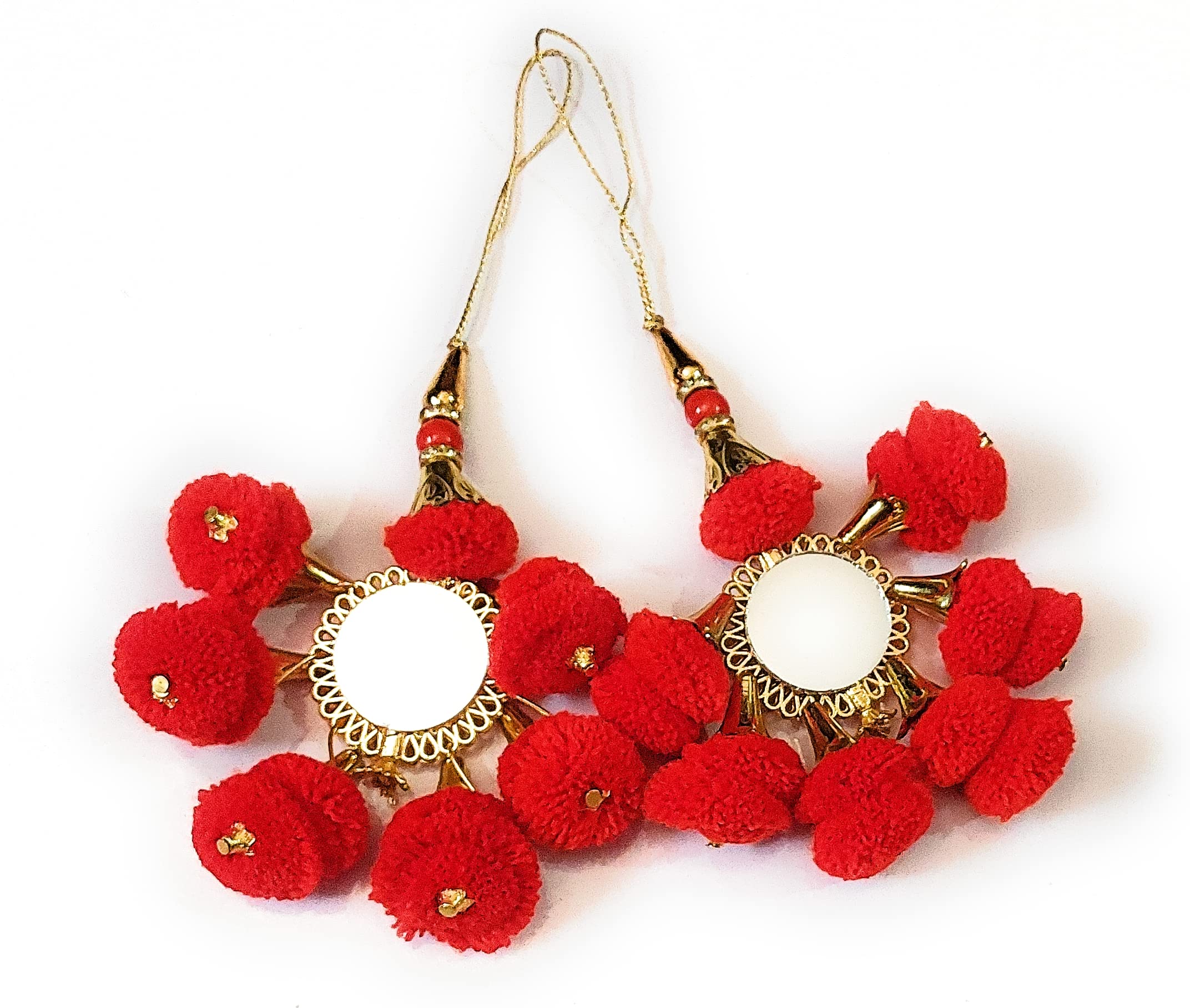 Libas Fashion Womens Synthetic Handmade Latkan with Pom Pom Color Red Piece of 2 (B0C6XF1XPW) Amazon Price History, Amazon Price Tracker
