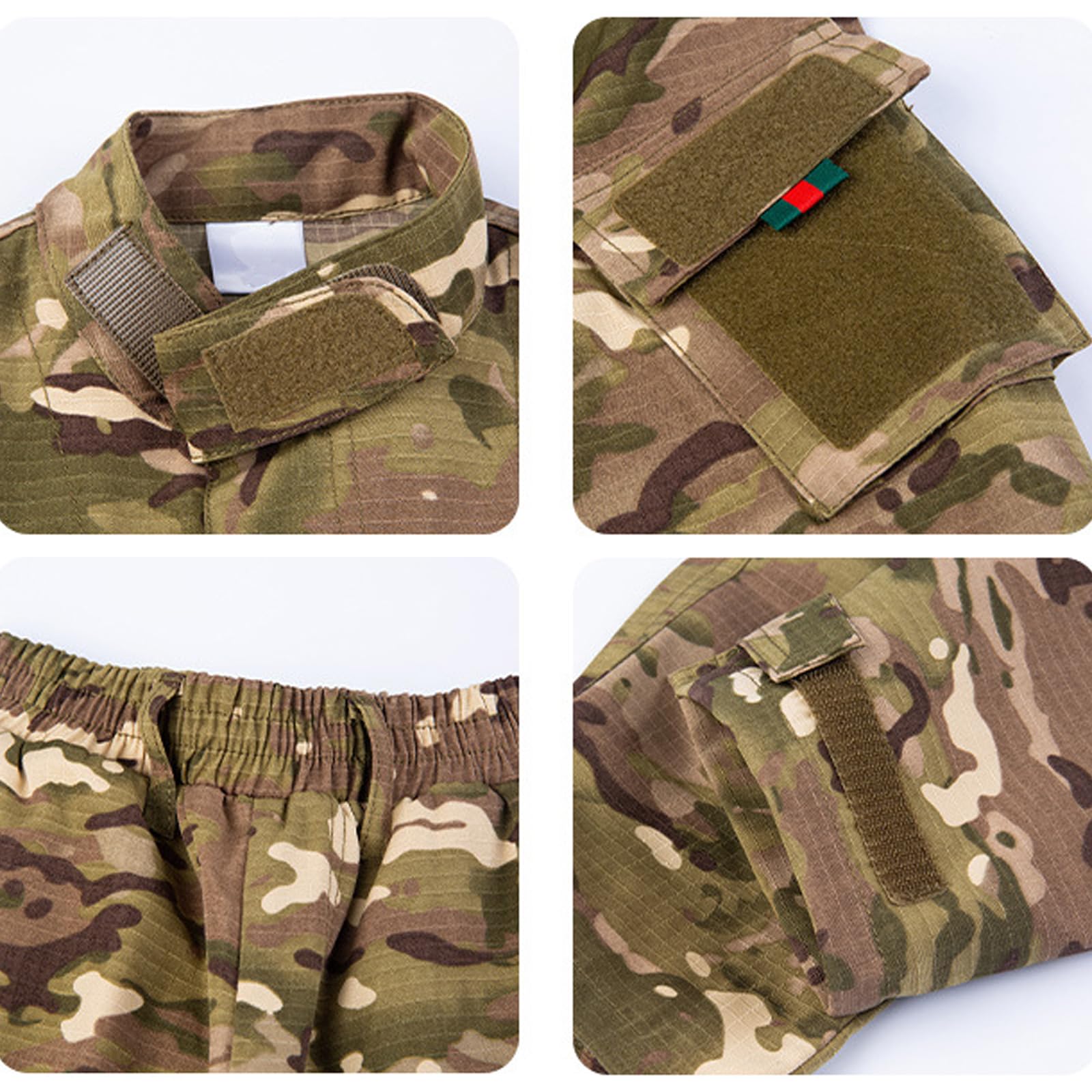 Enfant en Plein Air Vêtements Tactiques Ensembles T-Shirt et Pantalon Airsoft Militaire Camouflage Printemps Été Automne Randonnée Chasse Camping Combat pour Garçons Fille