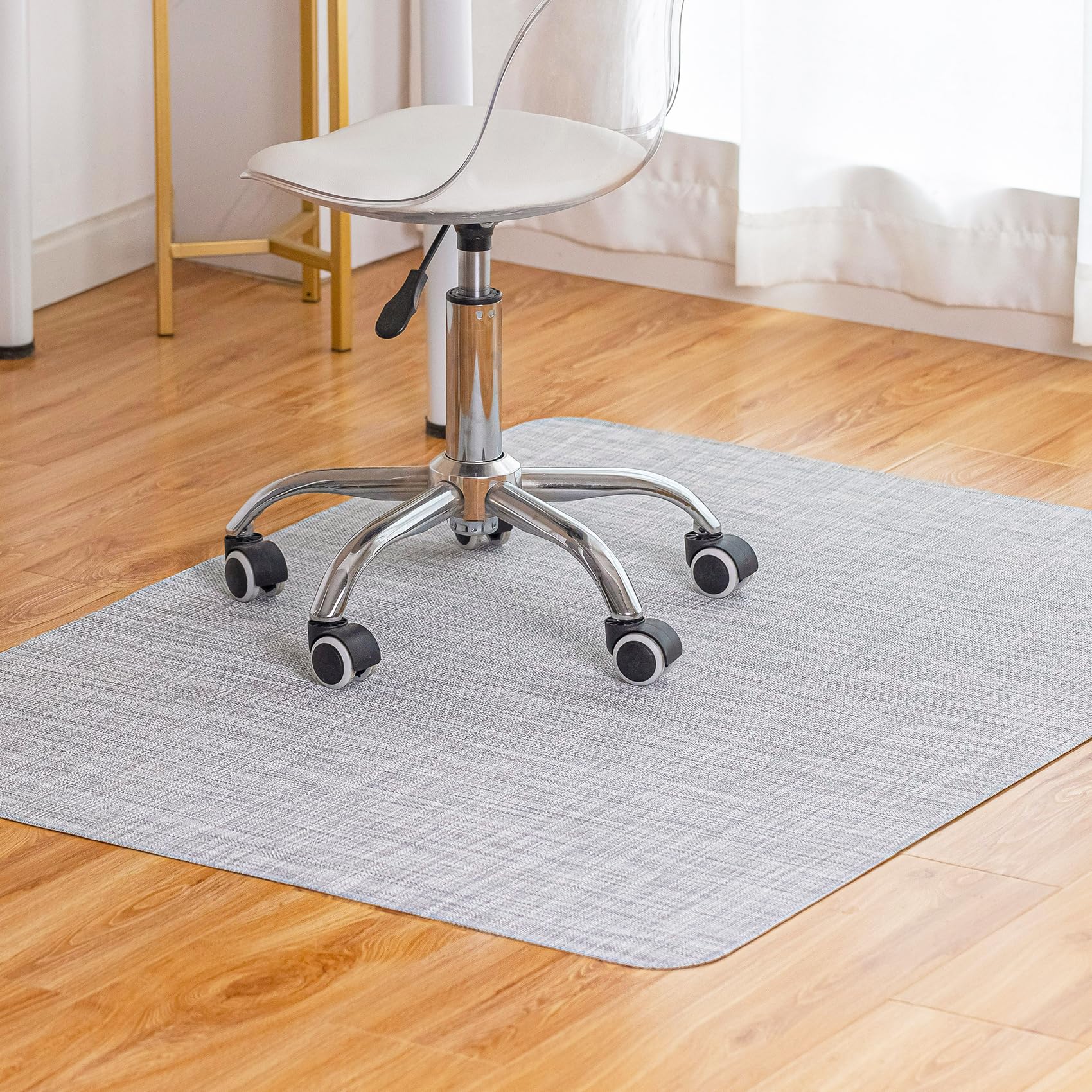Baroyal Office Chair Mat for Hardwood Floor Under Desk Computer Rolling Chair Mat for Wood/Tile Floor Non-Slip Heavy Duty Desk Rug PVC Plastic Hard Floor Protector 45"x 53" (Mist)