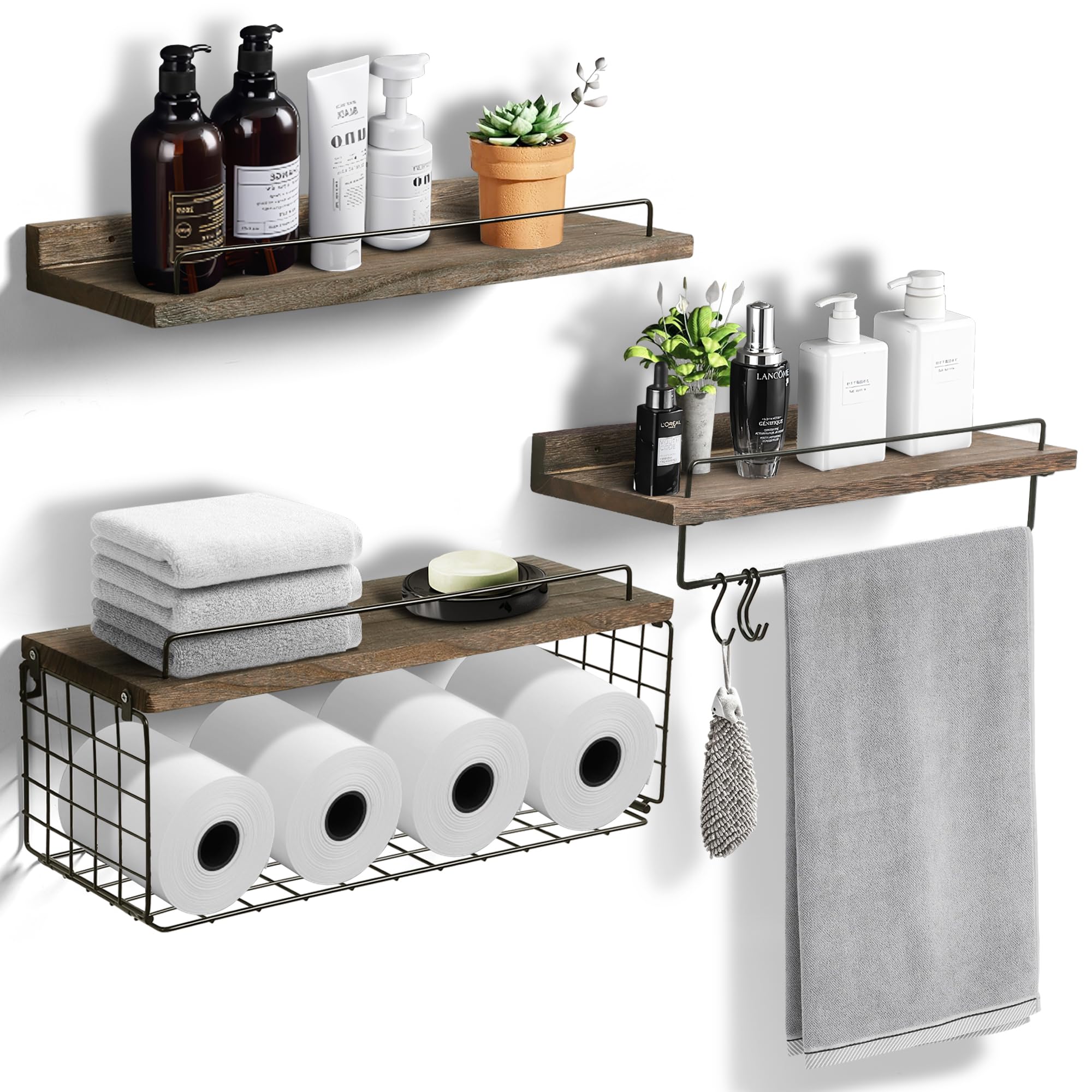 Amazon.com: 3+1 Tier Floating Shelves, Bathroom Floating Shelves with ...