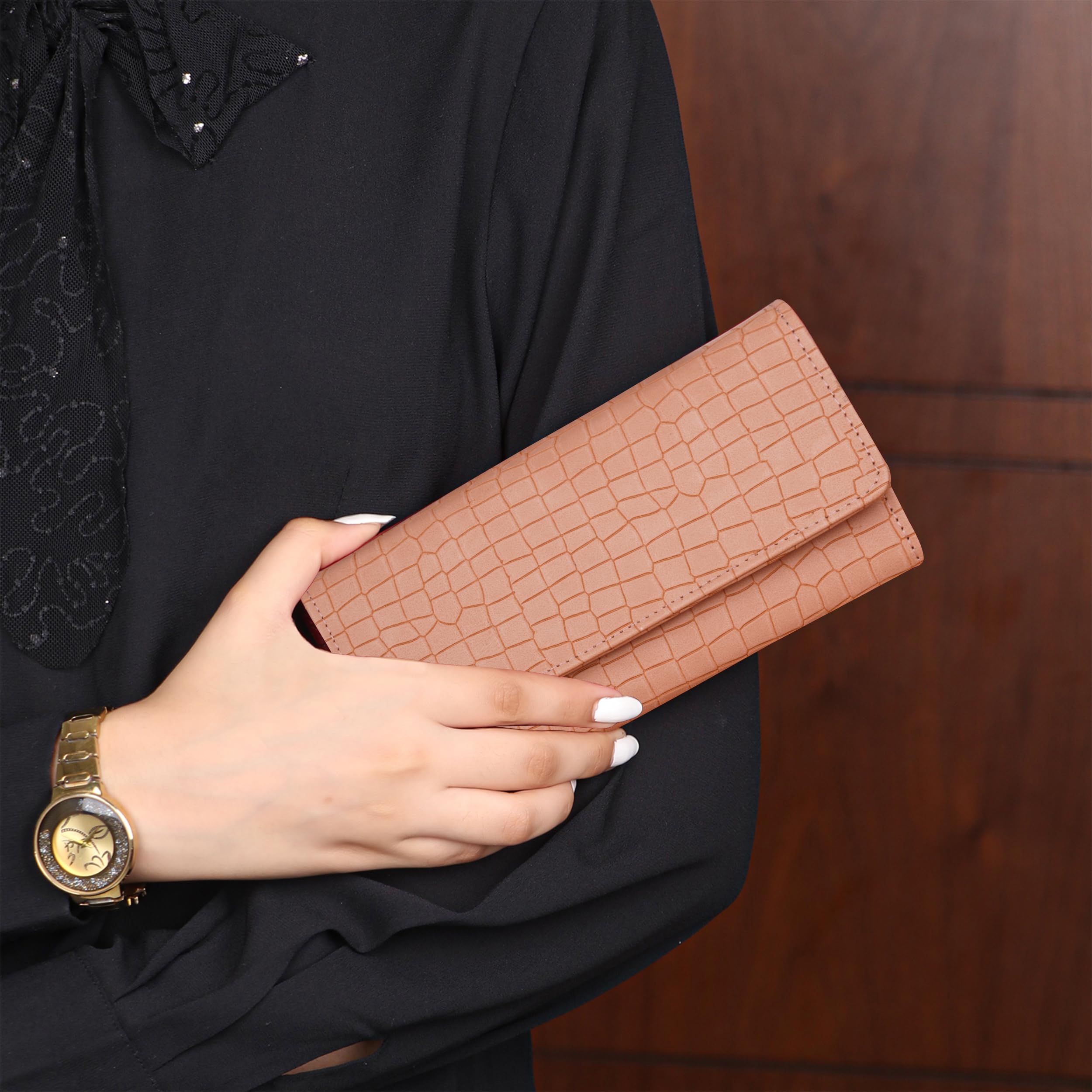 The Wallet Store Croco Design Clutch - Beige