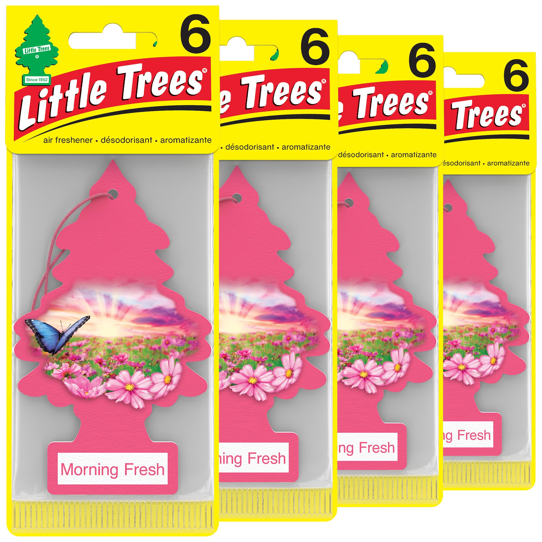 LITTLE TREES Air Fresheners Car Air Freshener. Hanging Tree Provides Long Lasting Scent for Auto or Home. Morning Fresh, 24 Air Fresheners (Pack of 6) Morning Fresh 4 Count (Pack of 36)