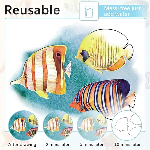 Miniatura 5 de 24 piezas de productos de demencia para ancianos, vida oceánica, juguetes de pintura al agua, reutilizables, actividades de demencia para personas