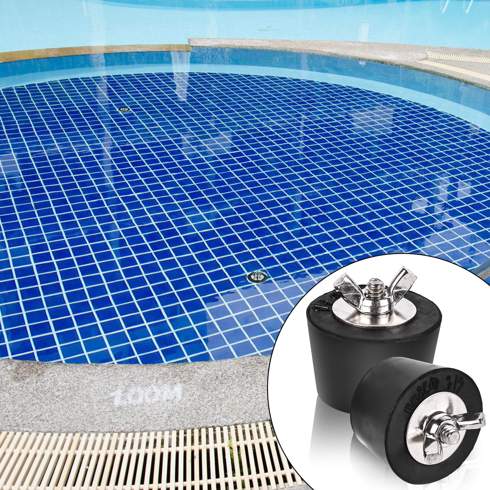 GAOUTO Lot De 6 Bouchons D'hiver Pour Piscine - 32 Mm X 2 + 38 Mm X 2 + 51 Mm X 2 Buses D'entrée - Bouchons En Caoutchouc Avec écrou Papillon