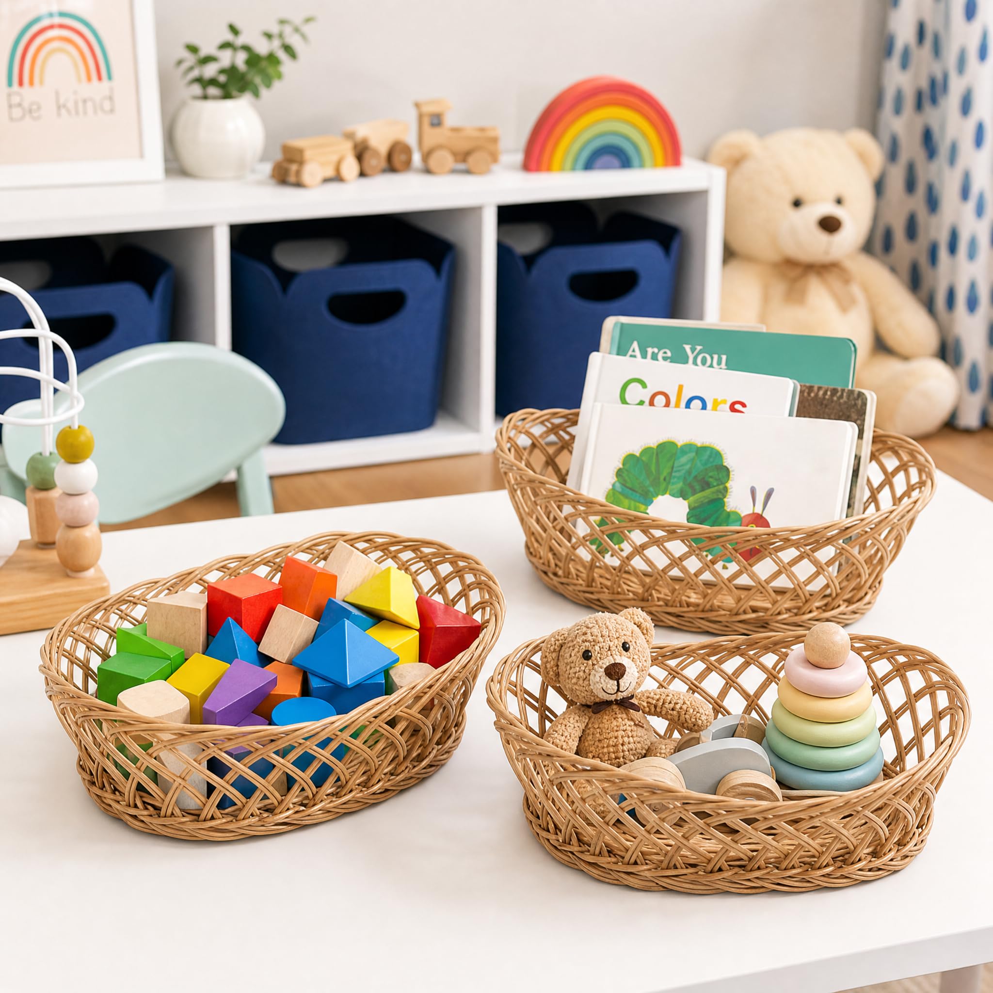 Confezione da 10 cestini ovali in plastica, 25,4 x 19,1 x 10,2 cm, piccoli cestini vuoti per il pane, per cibo e frutta, cesti regalo per cucina, ristorante, feste, centrotavola, Natale