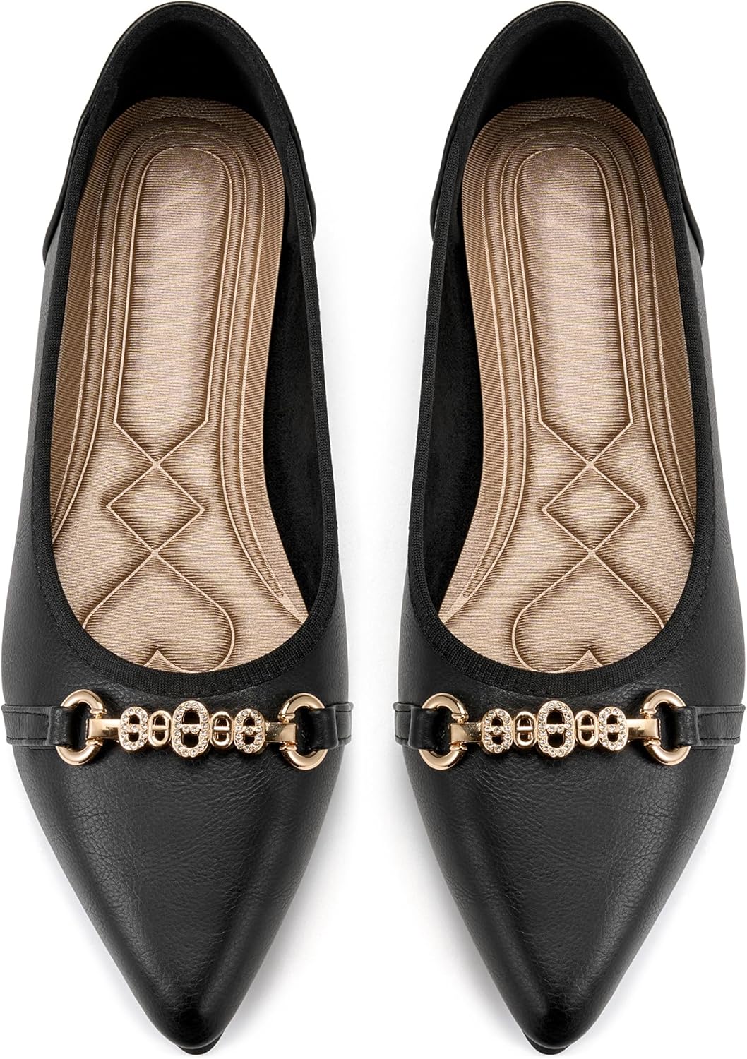 Womens Flats Shoes All-Day Comfort: Lightweight Pointed Toe Buckle Ballet Flats Casual Dressy Slip On Walking Shoes for Business Work Travel