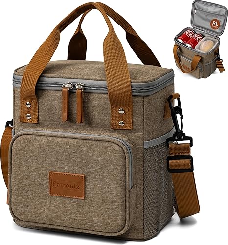 Lonchera aislada para mujeres y hombres Bolsa de almuerzo a prueba de fugas de 8L2 galones para el trabajo, oficina, escuela Bolsa refrigeradora