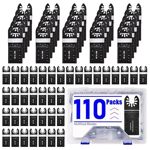 Adust Kit de 110 Cuchillas de Multiherramientas para Madera, Cuchillas de Multiherramientas, Cuchillas de Sierra Oscilante, Compatible con