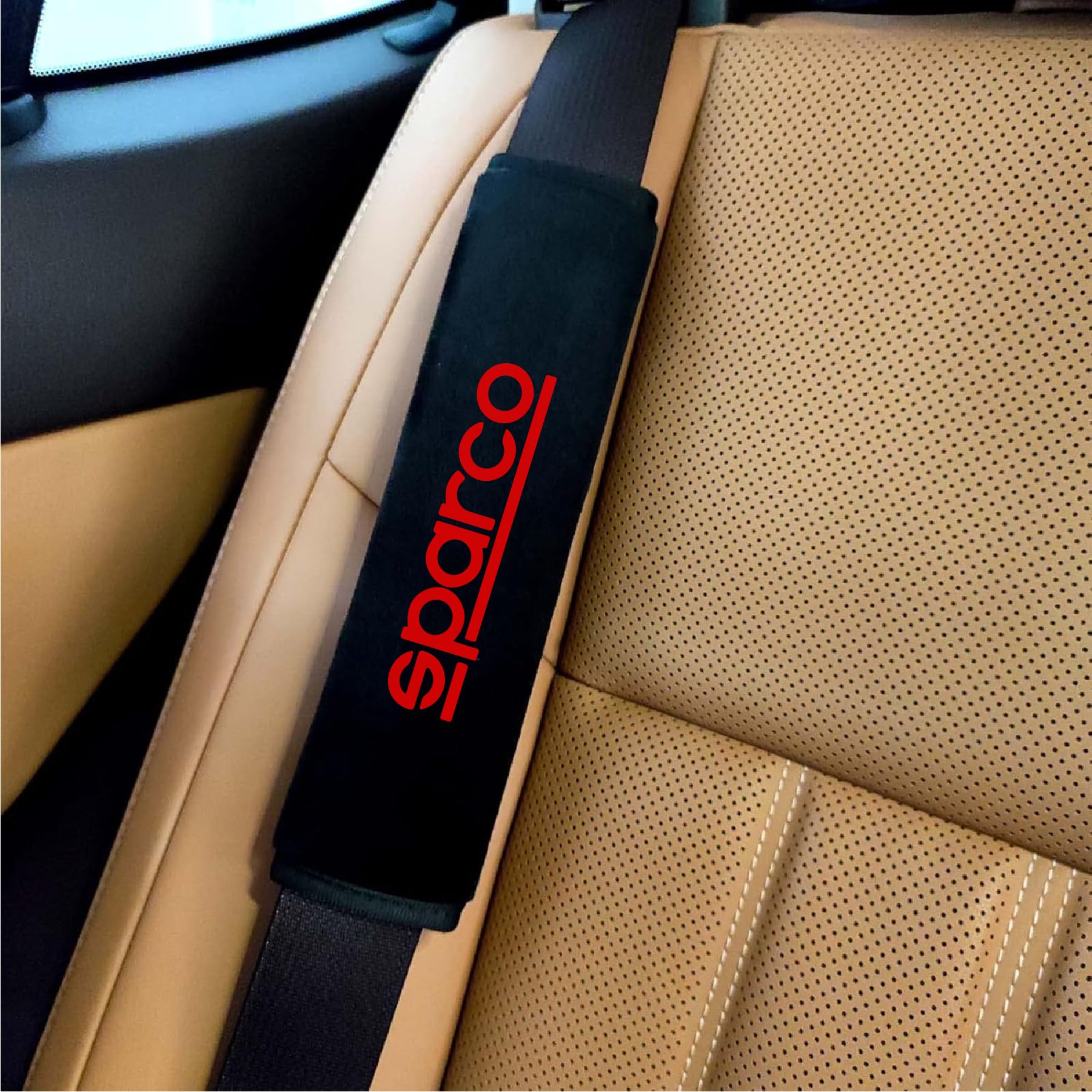 SIGN EVER Sparco Car Seat Belt Shoulder Pads Car Safety Belt Soft Pad Cover for Comfortable Driving, Universal Fit for All Cars (Pack of 2)-image-14