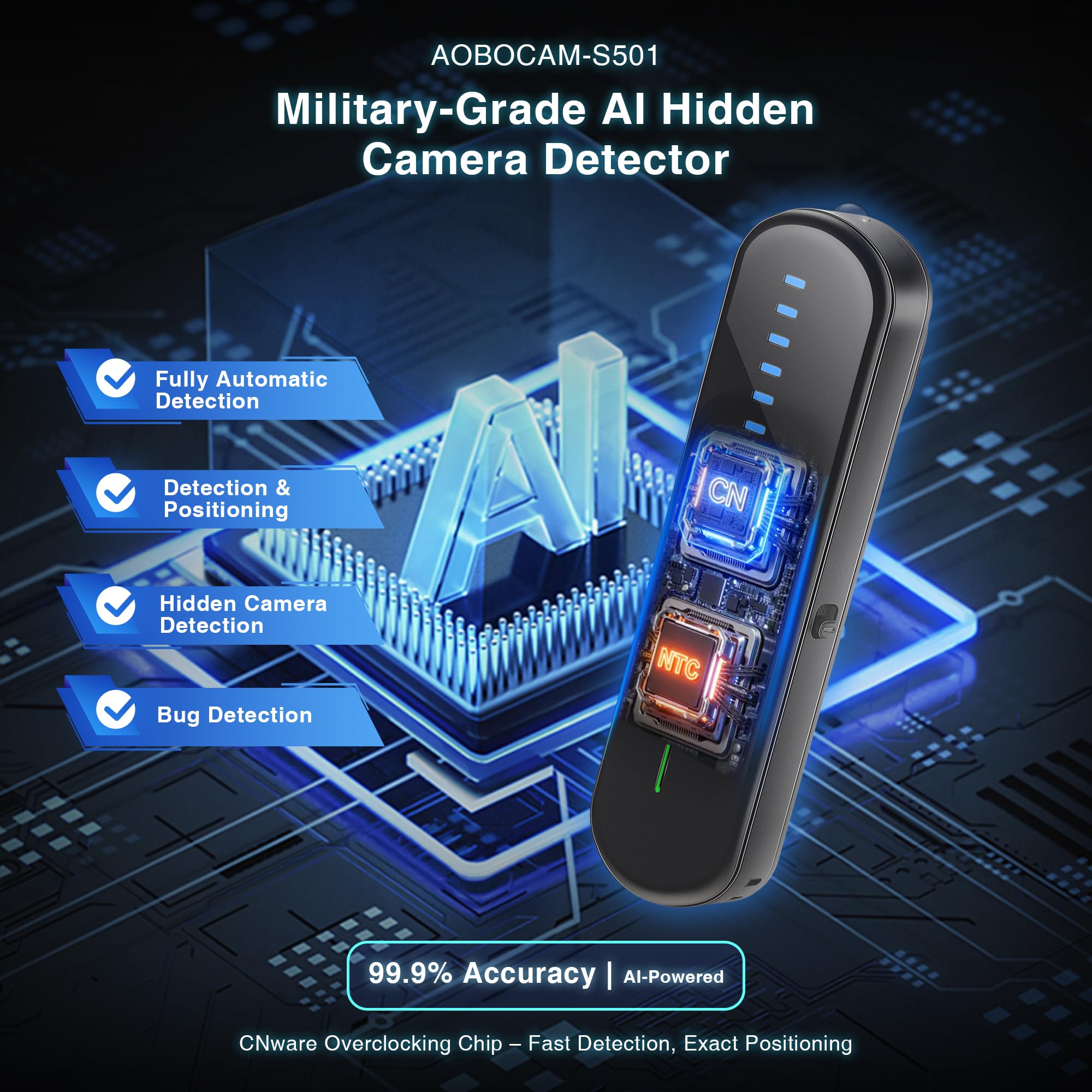 Upgraded Hidden Camera Detector, AI-Powered Anti-Spy Device, GPS Tracker & Bug Detector, Portable RF Signal Scanner for Hotels, Travel, Home & Office (M) - 2