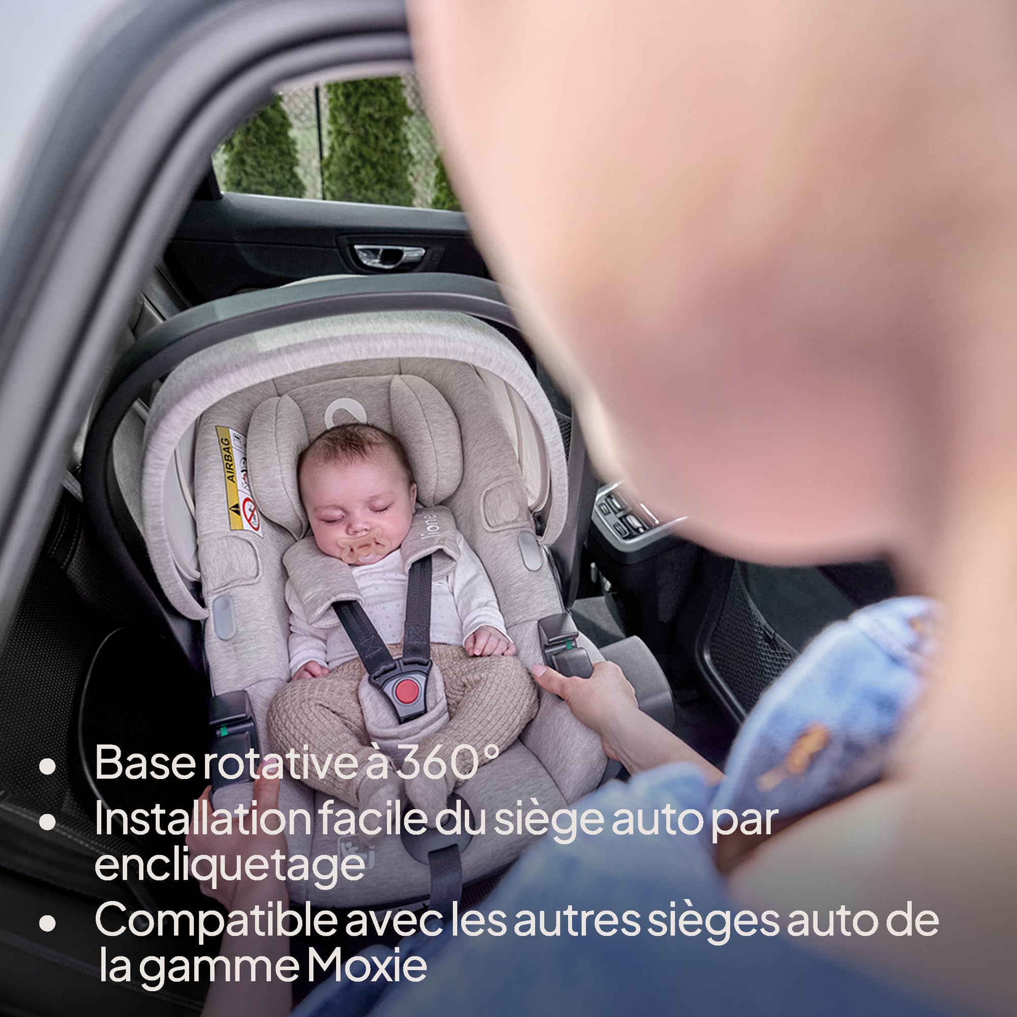 LIONELO MOXIE i-Size SET Siège Auto pour Bébé Avec Base 40 à 87 cm Porte-bébé Fixation et stabilisation ISOFIX Support stabilisateur Protection latérale, Réglage de l'Appui-Tête Insert Dri-Seat