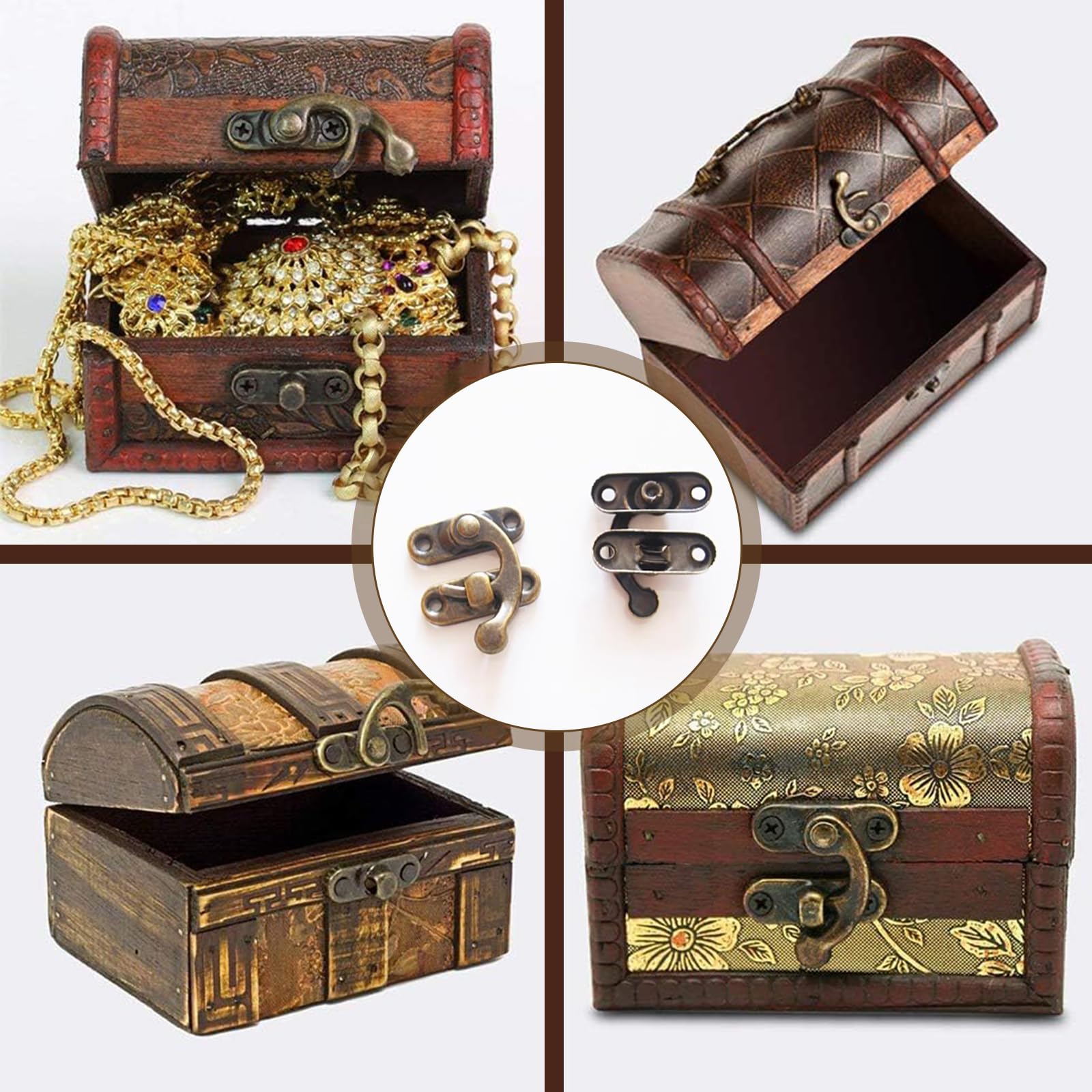 美術品打掛金具（木箱付き） Amazon.co.jp: 8個ロック 打掛 金具 コーナー南京錠掛ボックス