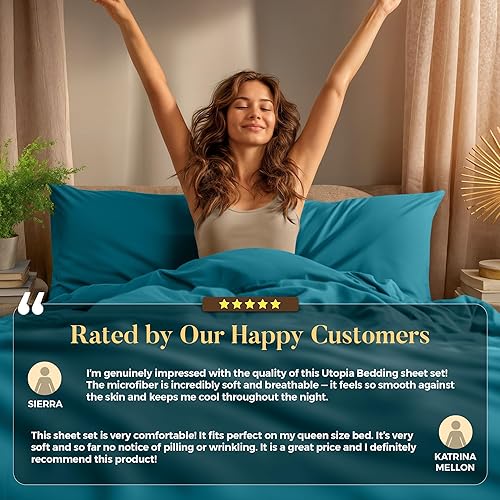 Miniatura 7 de Utopia Bedding Juego de sábanas tamaño Queen, ropa de cama de 4 piezas, microfibra cepillada, resistente al encogimiento y a la decoloración, fácil
