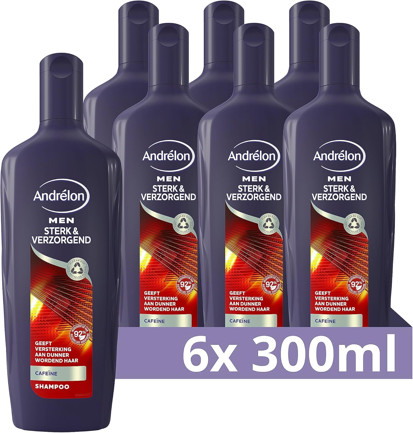 Andrélon Men Sterk & Verzorgend Shampoo, versterkt dunner wordend haar – 6 x 300 ml – Voordeelverpakking
