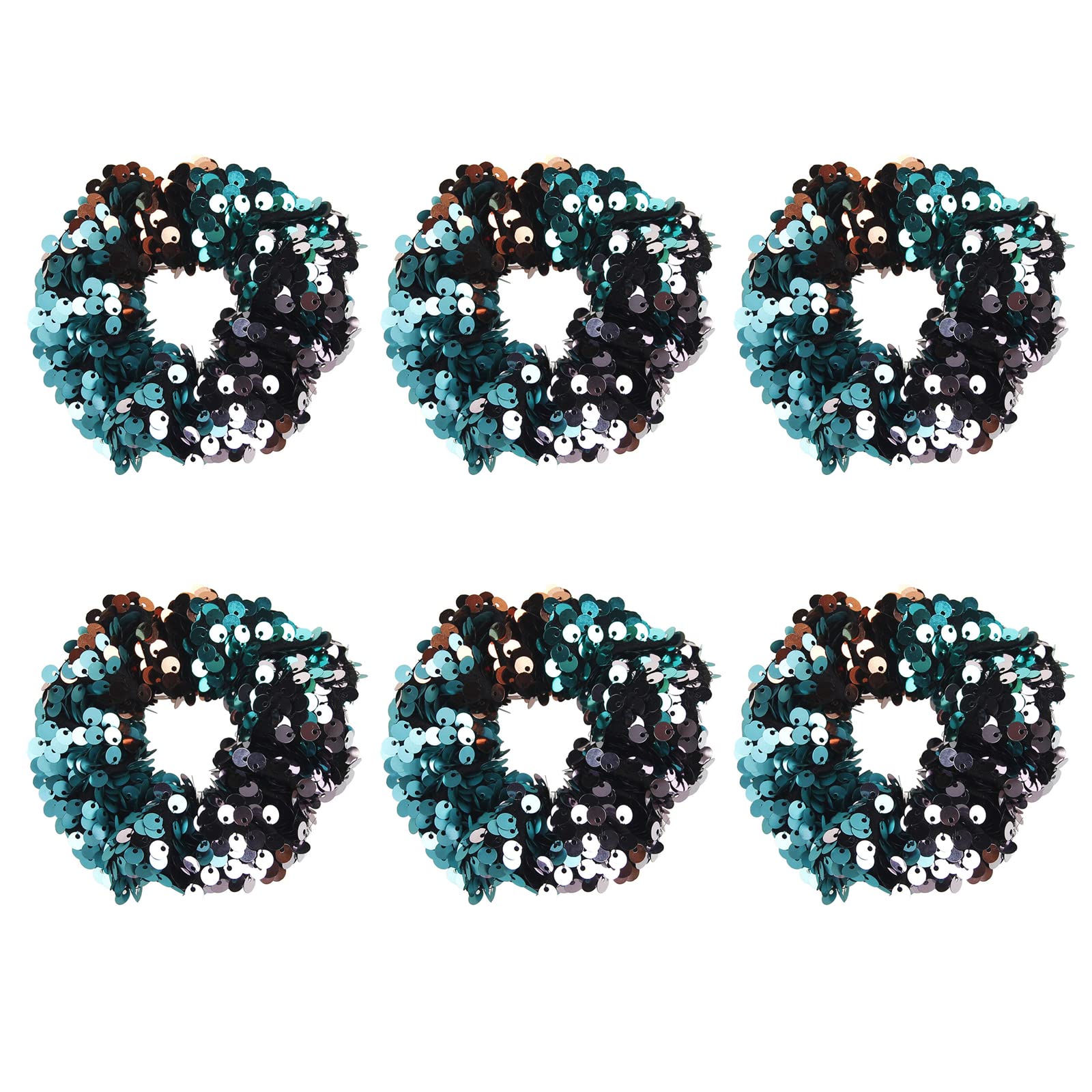 6 Pcs Mermaid Sequin Hair Scrunchies Glitter Christmas Halloween Costume Hair Scrunchies Hair Bobbles Two-tone Elastics Ponytail Holders Hair Wrist Ties Bands Scrunchies for Show Gym Dance Party