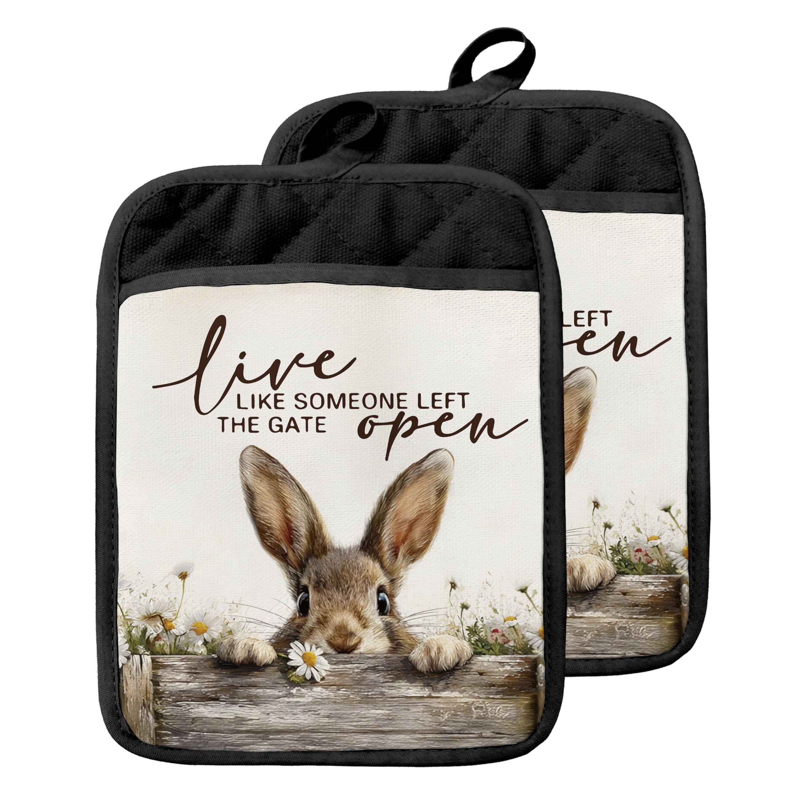 Maniques lapin avec poches isolantes pour la cuisine et la pâtisserie