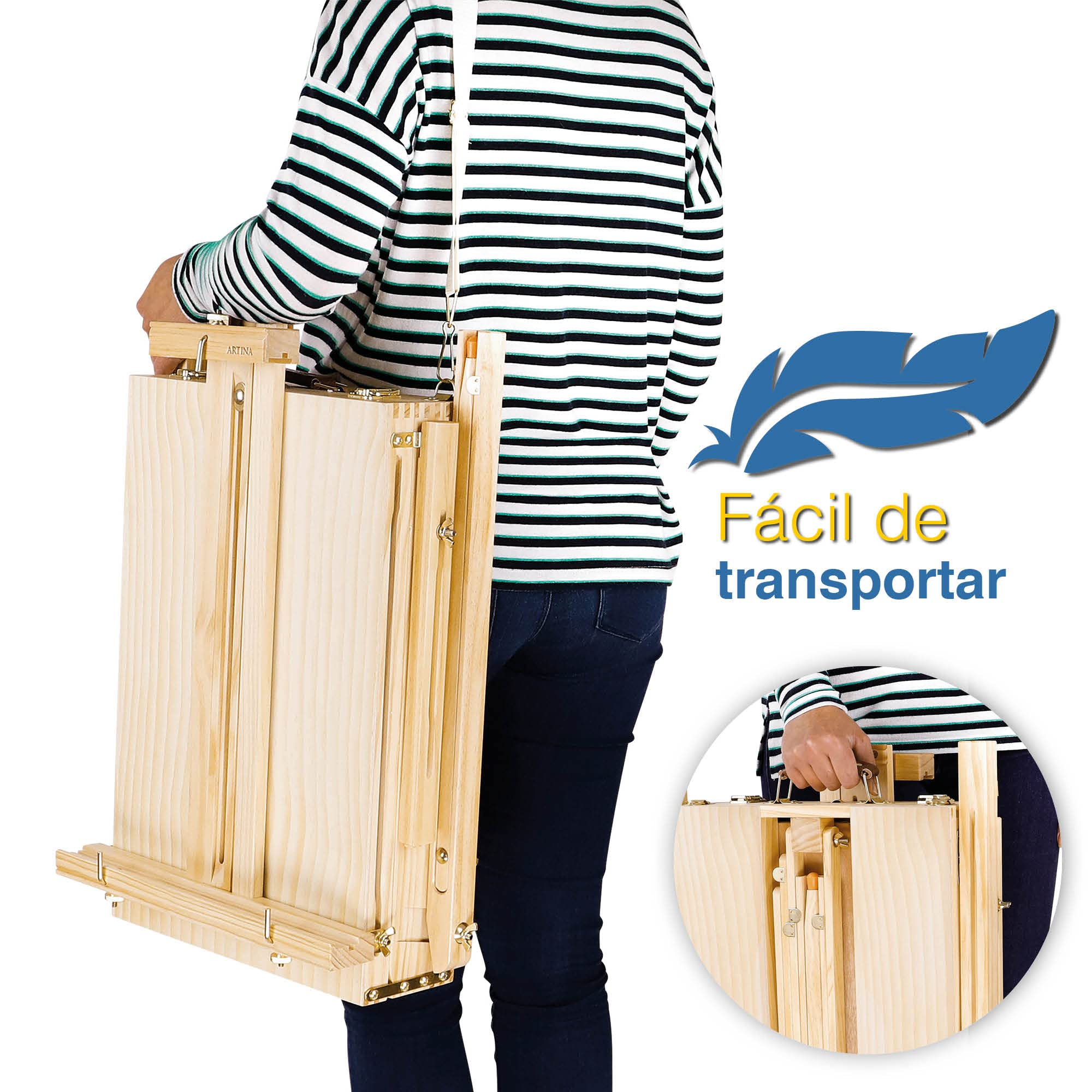 Artina Set Pintura con Caballete 30 Piezas Maletín para Artistas | Pinturas acrílicas lienzos pinceles y espátulas kit acrílica para principiantes regalo Natale Madrid