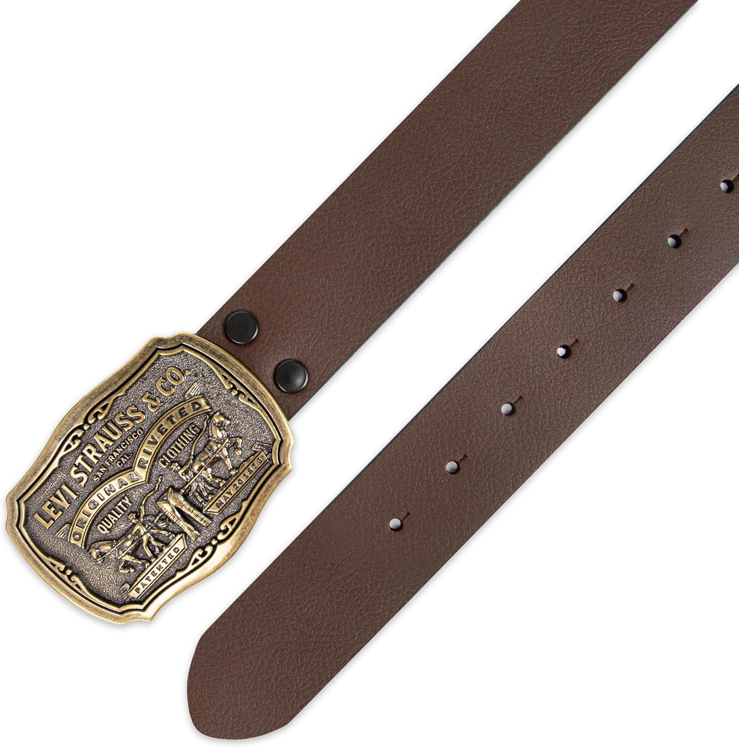 Levi’s Men’s Leather Jean Belt with Removable Plaque Buckle - Big Buckle, Cowboy belt - Image 5