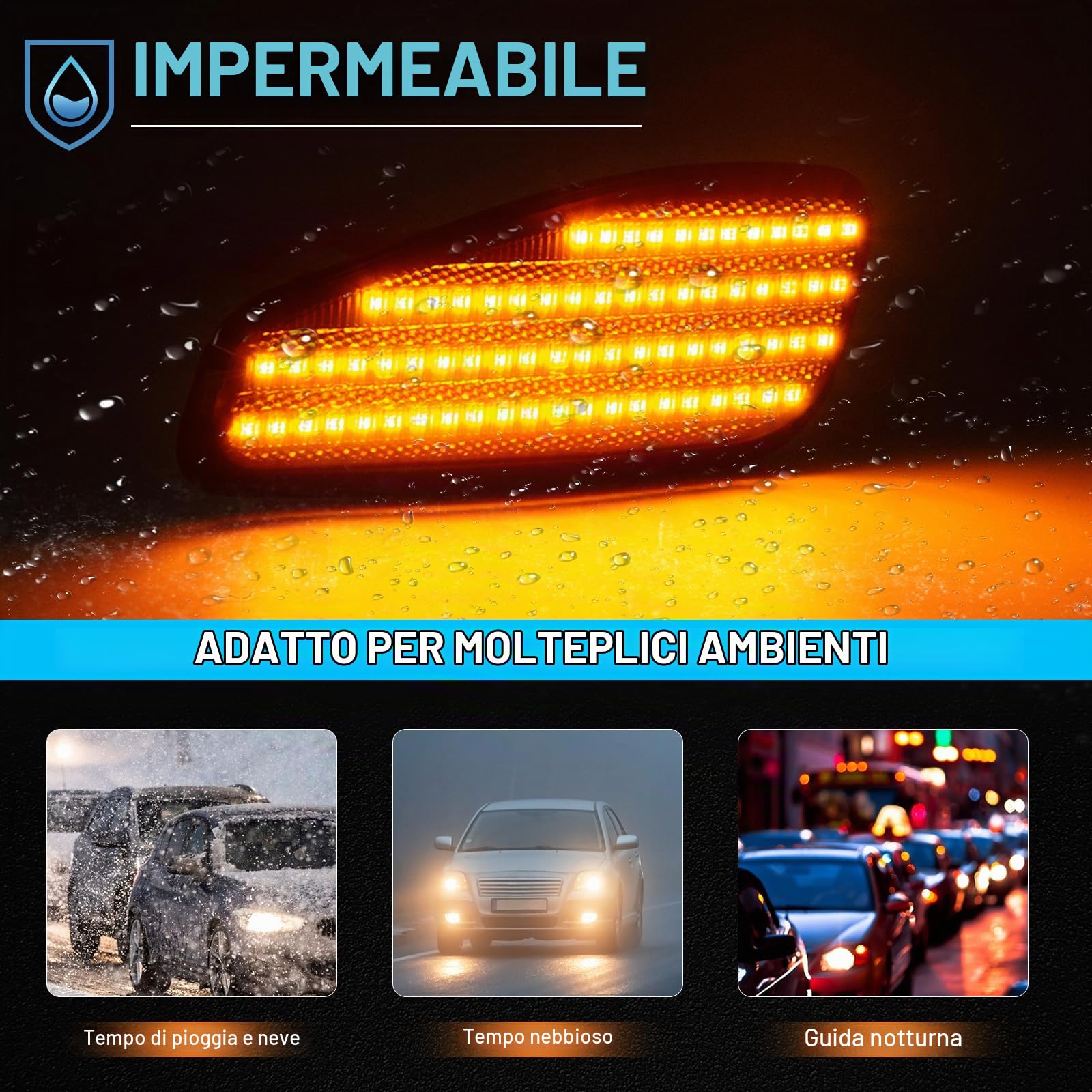 POPMOTORZ LED Dinamico Luci Laterali per J-eep Renegade 2015-2017, Frecce Laterali LED con Canbus Senza Errori 2835 SMD Nero, 2 Pezzi