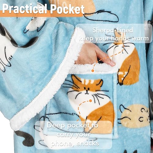 Miniatura 4 de Catalonia Manta Sherpa con mangas y bolsillos para los pies para adultos, mujeres y hombres, cómoda manta con mangas envolventes, idea de regalo,