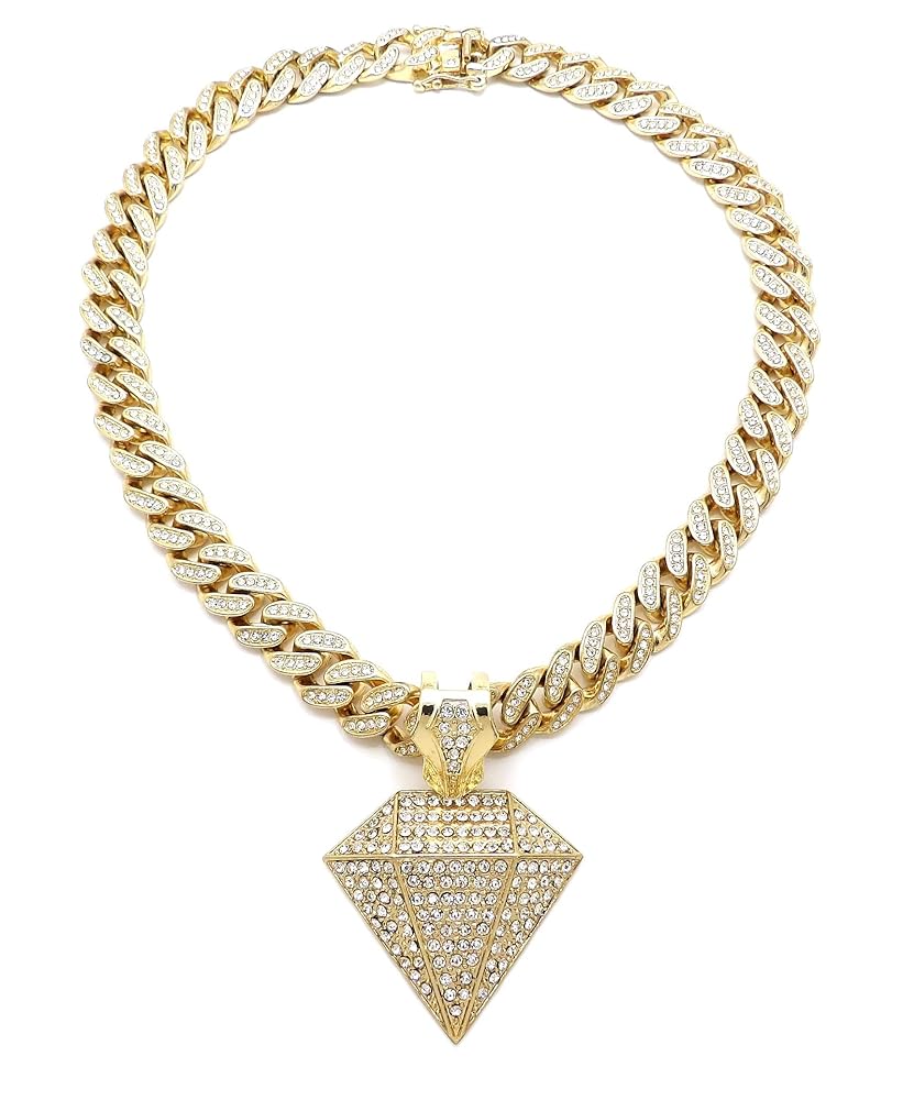 DIFFERENT NECKLACE PREMIUM 53cm ジョージ BLINGFACTORY Hip Hop Iced Diamond Shape Pendant & 12mm 20