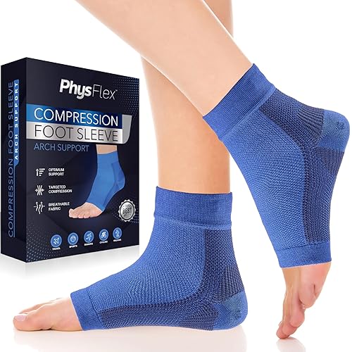 Miniatura 1 de PhysFlex Calcetines de compresión para fascitis plantar, alivio de la tendinitis de Aquiles, manga de compresión de tobillo para espolones de talón,