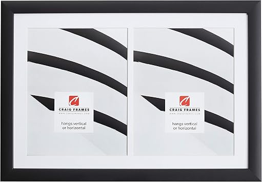 Craig Frames 12x18 Black Picture Frame, Collage Mat for 2, 8x10 Photos, Wall Display