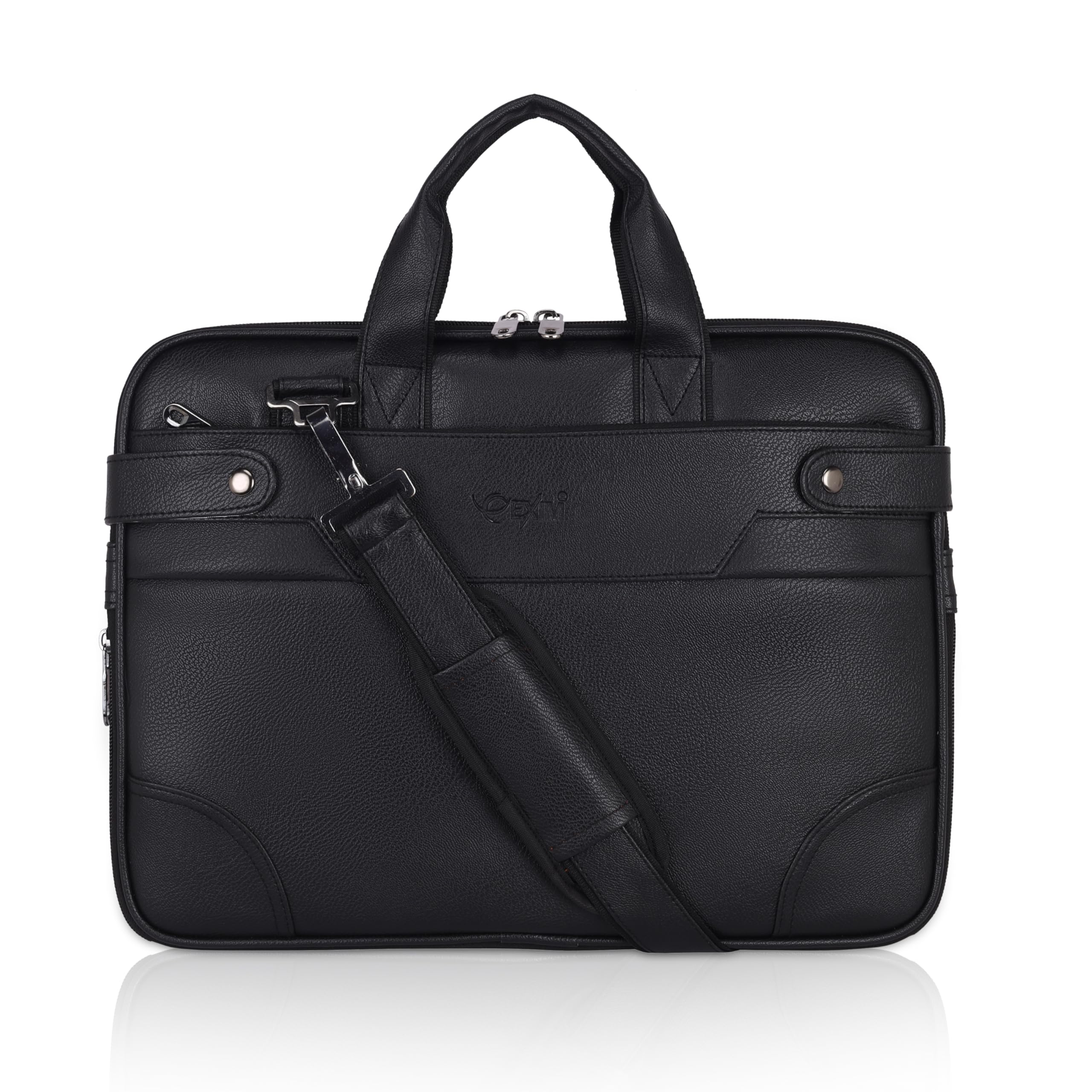 EXIM Office Bag for Man 15.6 inch Vegan Leather Laptop bags Men Use Briefcase Messenger Premium Side Bags -Black