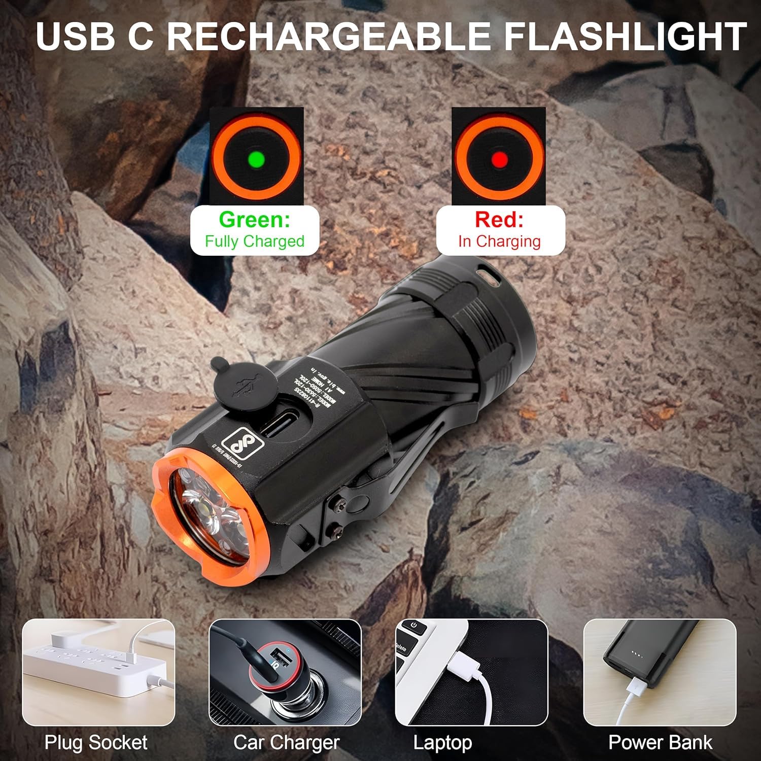 Feelon LED Flashlights Rechargeable High Lumens, 90000 Lumen Super Bright Zoomable with USB Cable, 7 Modes Powerful Handheld LED Flashlights for Home Emergencies Camping Camping (MIni Light) 2