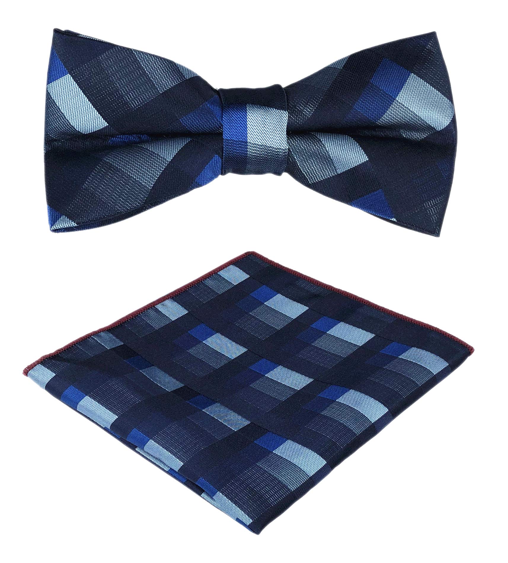 Kihatwin Skinny Ties for Mens Novelty Plaid Check Business Wedding Fashion Formal Neckties 2.7, Pocket Square, Bow Ties