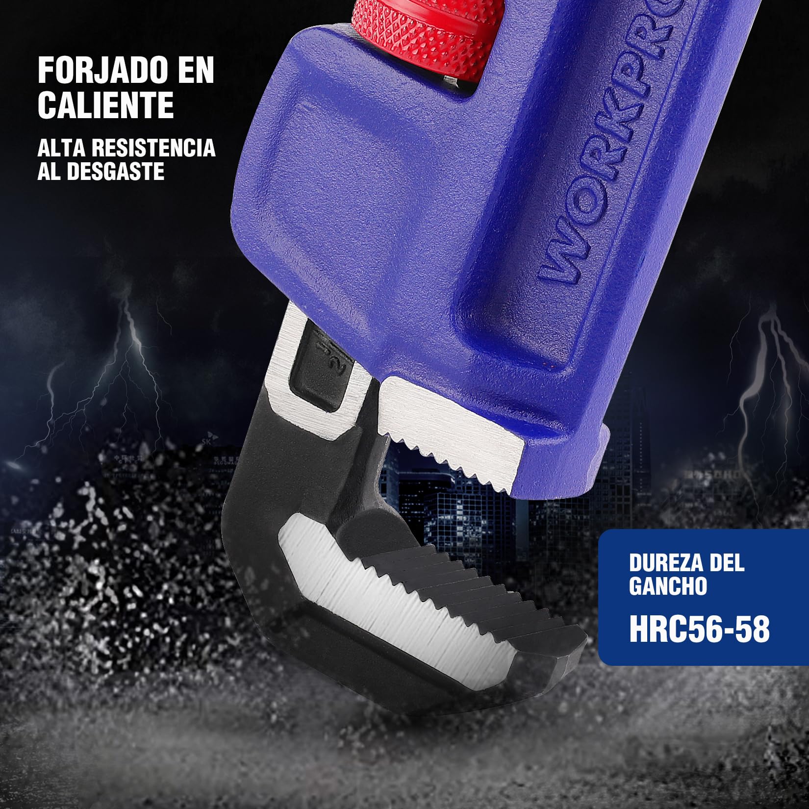 WORKPRO Llave para Tubo, Llave de Garra de Forja Entera de 350 mm, Llave de Tubo Recta, de Alta Resistencia para Reparación de Fontanería