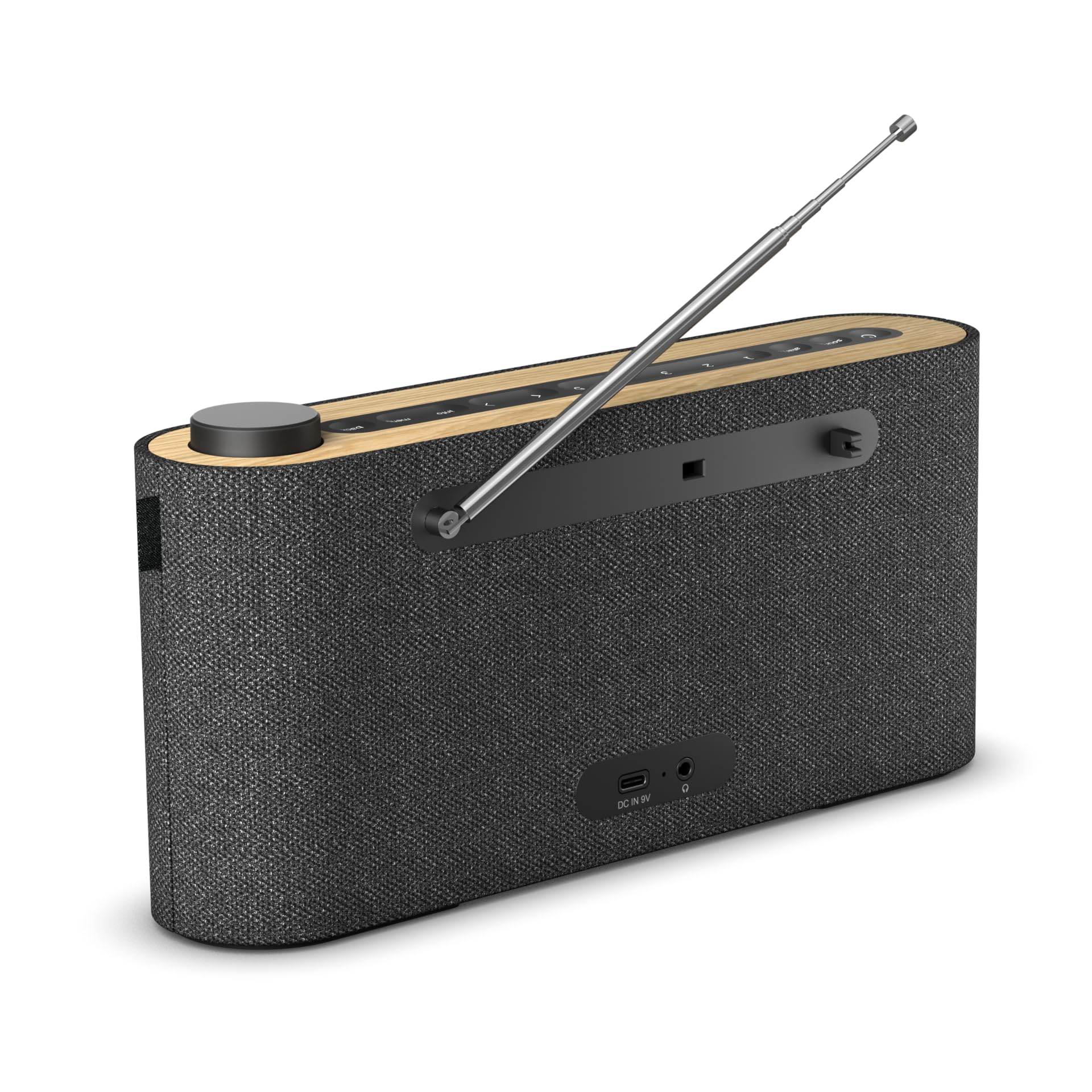 Loewe Radio.Frequency, Radio Dab+, 28 vatios de Sonido, Pantalla LCD, 14 Horas de Tiempo de reproducción, Madera, Tela, Radio, Larga duración de la batería, manejo fácil.