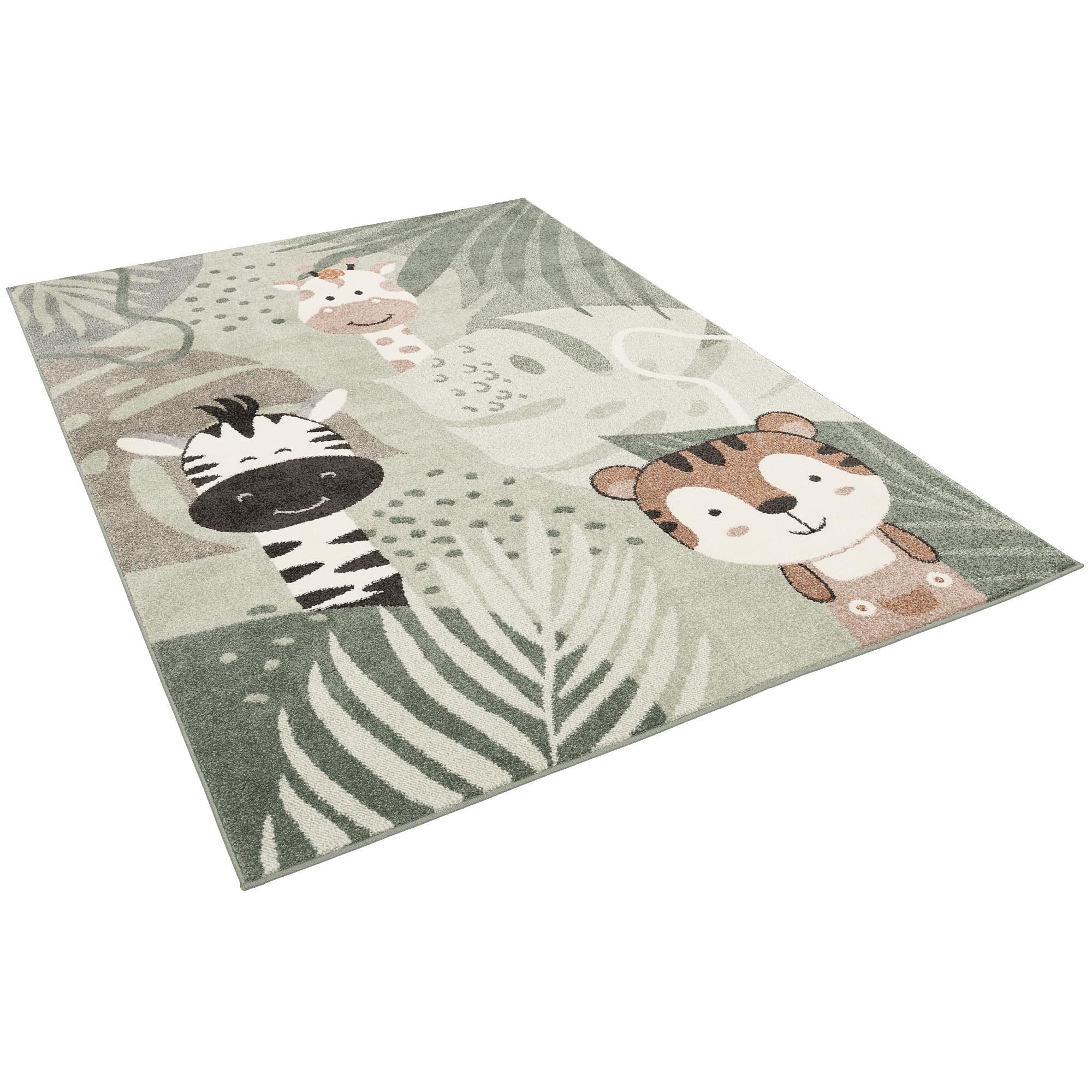 Pergamon Kinder Teppich Weich Kinderzimmer Softstar Kids Safari Friends Mintgrün in 5 Größen