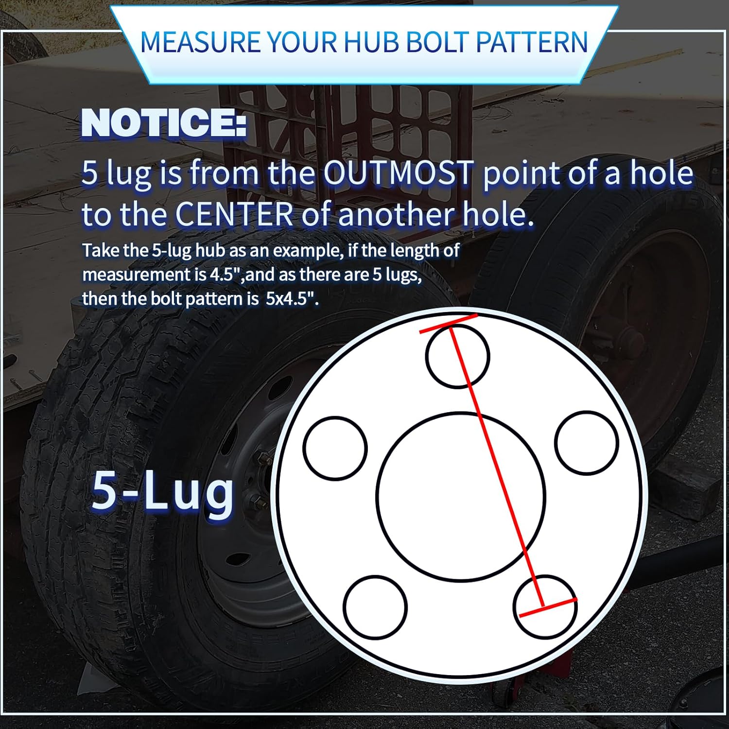 Trailer Hubs Kit 5 Lug 4.5 for 2000Lb 5x4.5 Trailer Axle Kit Fits 1" and 1-1/16" Straight Spindle 2 Sets