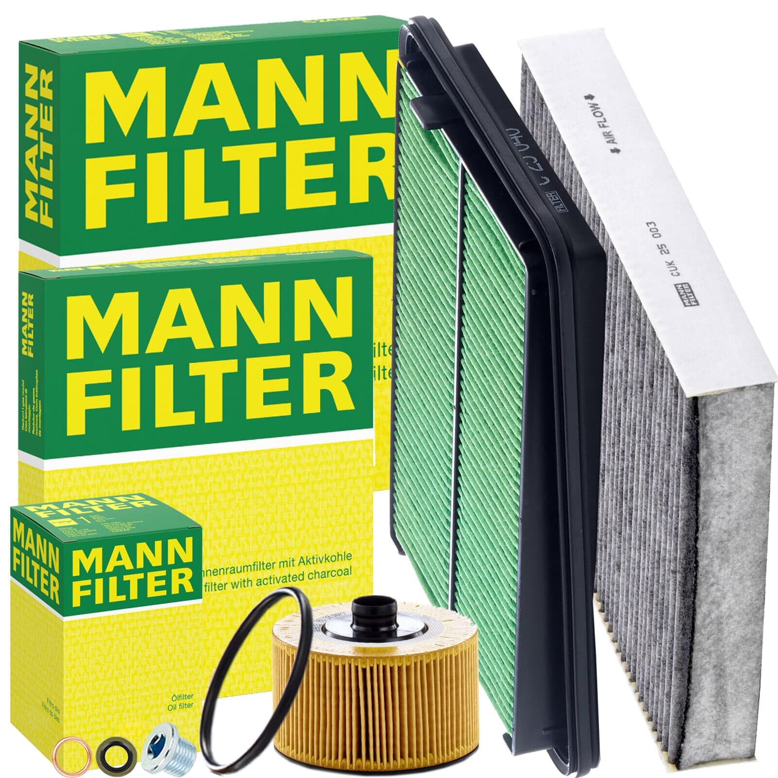 Mann-Filter Inspektionspaket | C25040, (LX4138)+CUK25003+HU10002z+518.471.021 Kompatibel mit Kadjar (ha_, Hl_),qashqai II (J11, J11_)