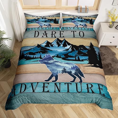 Juego de funda de edredón de caza para niños y niñas, funda de edredón de animales del bosque, tamaño individual, juego de ropa de cama de vida