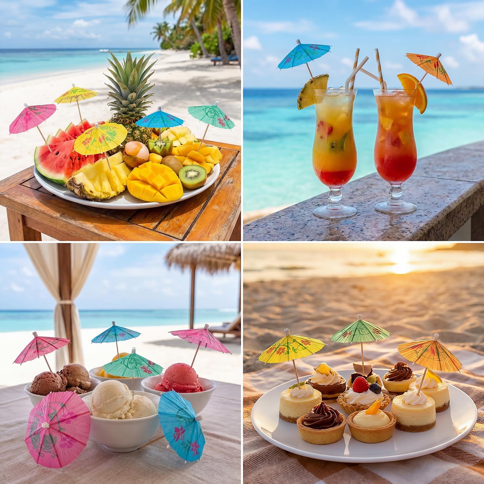 100 Pezzi Ombrelli da Cocktail, Ombrellini da Cocktails, Ombrellini Cocktail Hawaii, Decorazione Cocktails, Ombrellino da Cocktaill per Dolci, Torte, Bevande, Matrimoni, Spiaggia, Bar, Hawaiano Feste