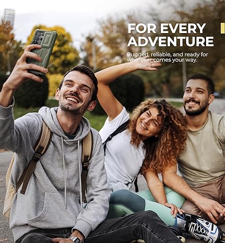 Vista 211 de Dexnor Funda para Samsung Galaxy S24 Plus con cubierta deslizante integrada para cámara, protector de pantalla y soporte, a prueba de golpes, funda