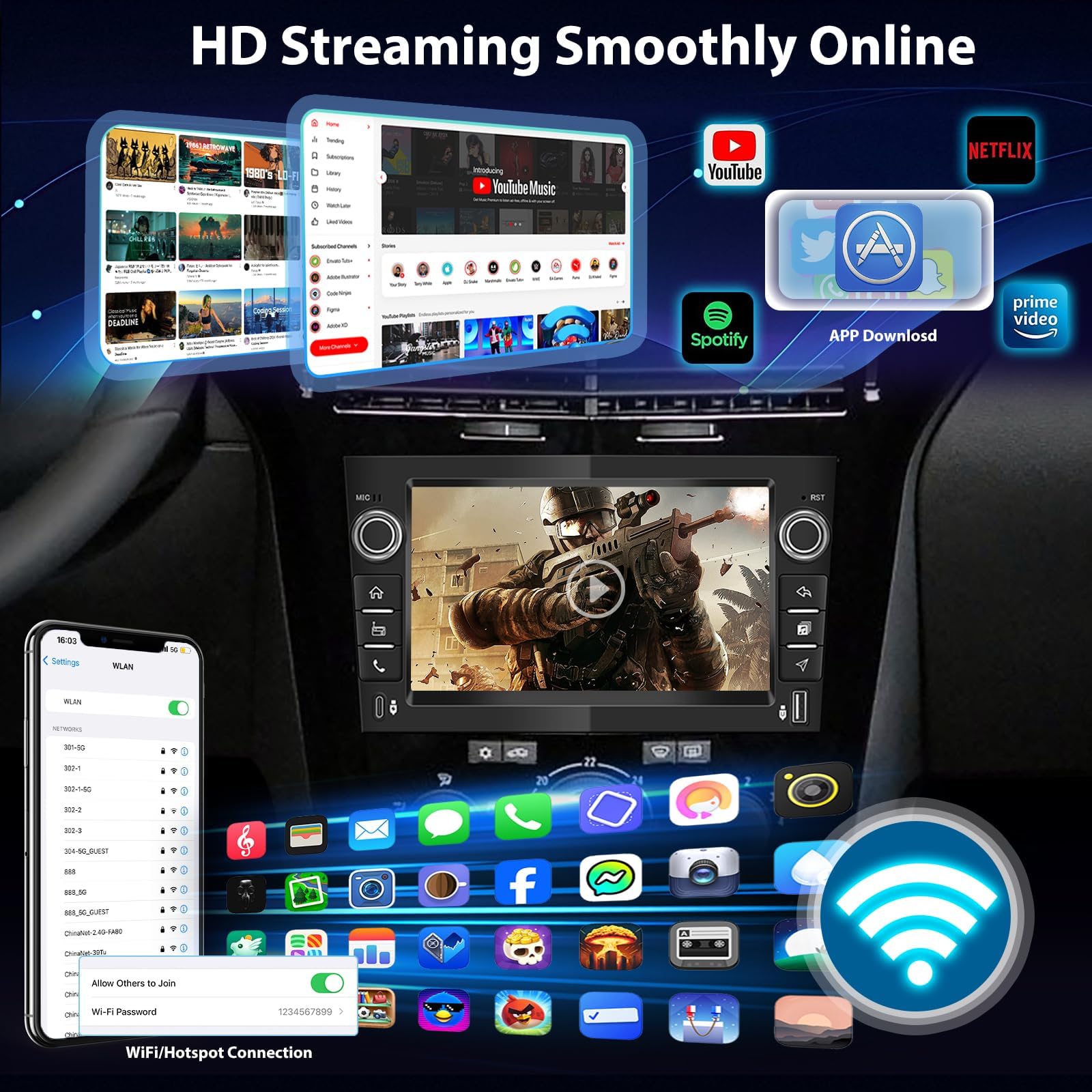 [4+64G] Radio Android per Opel Corsa Astra Zafira Meriva Vivaro Combo Tigra TwinTop: 7 Pollici IPS Touchscreen AAA con Carplay Wireless e Android Auto, 5G/WiFi, GPS + Telecamera di Retromarcia