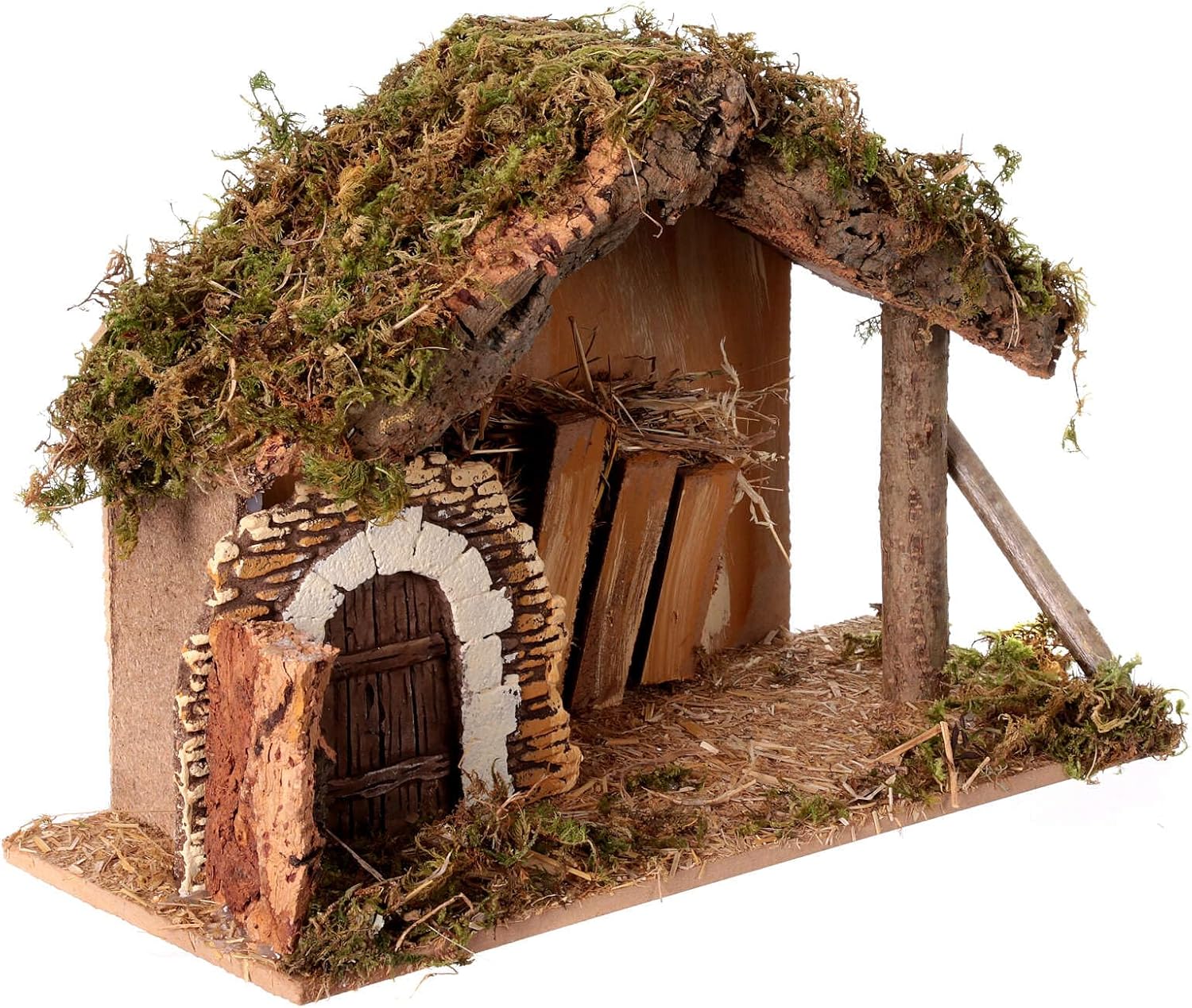 Empty Stable Plaster Door barn 25x35x20cm Nativity 10-12cm